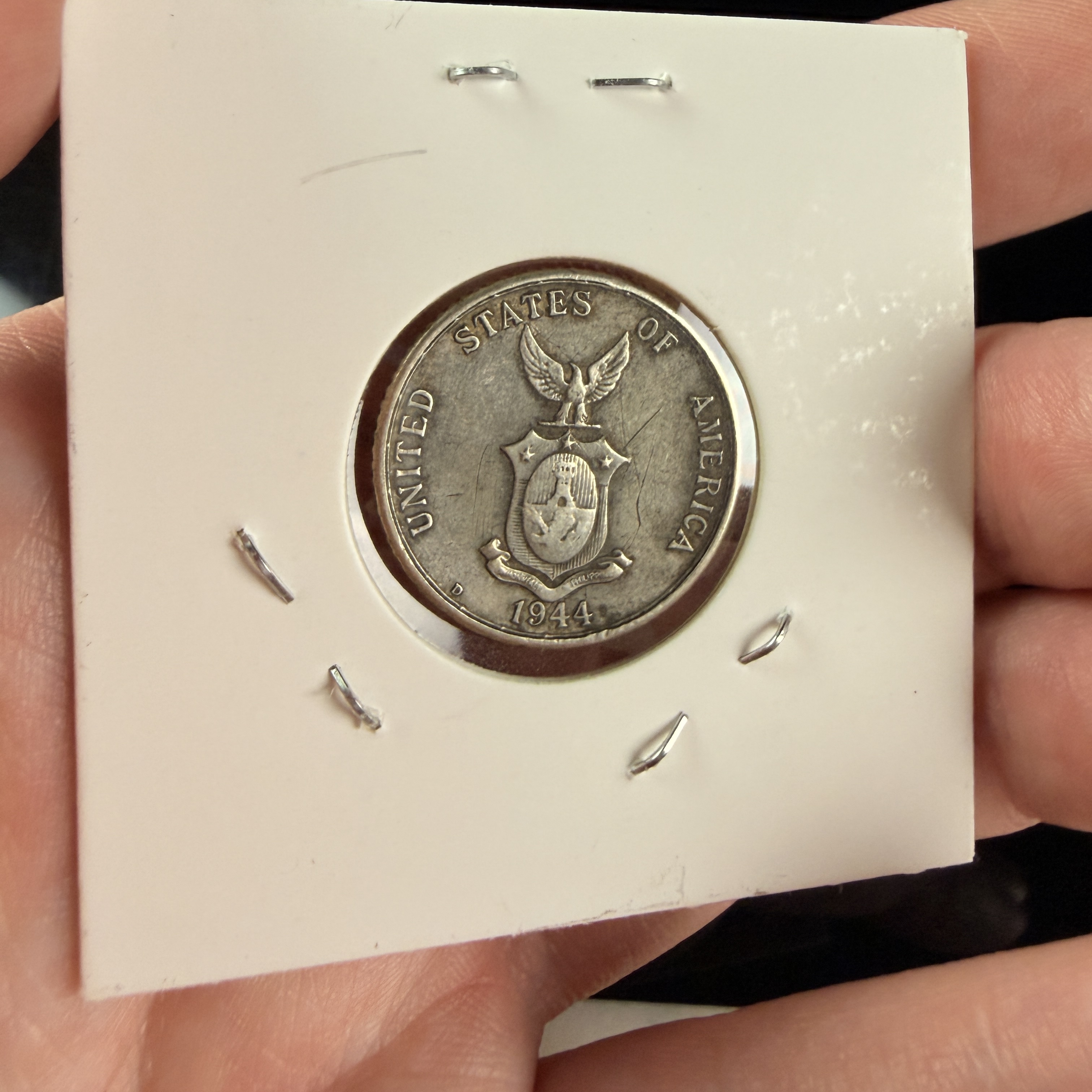 1944-D US Philippines Silver 20 Centavos Coin