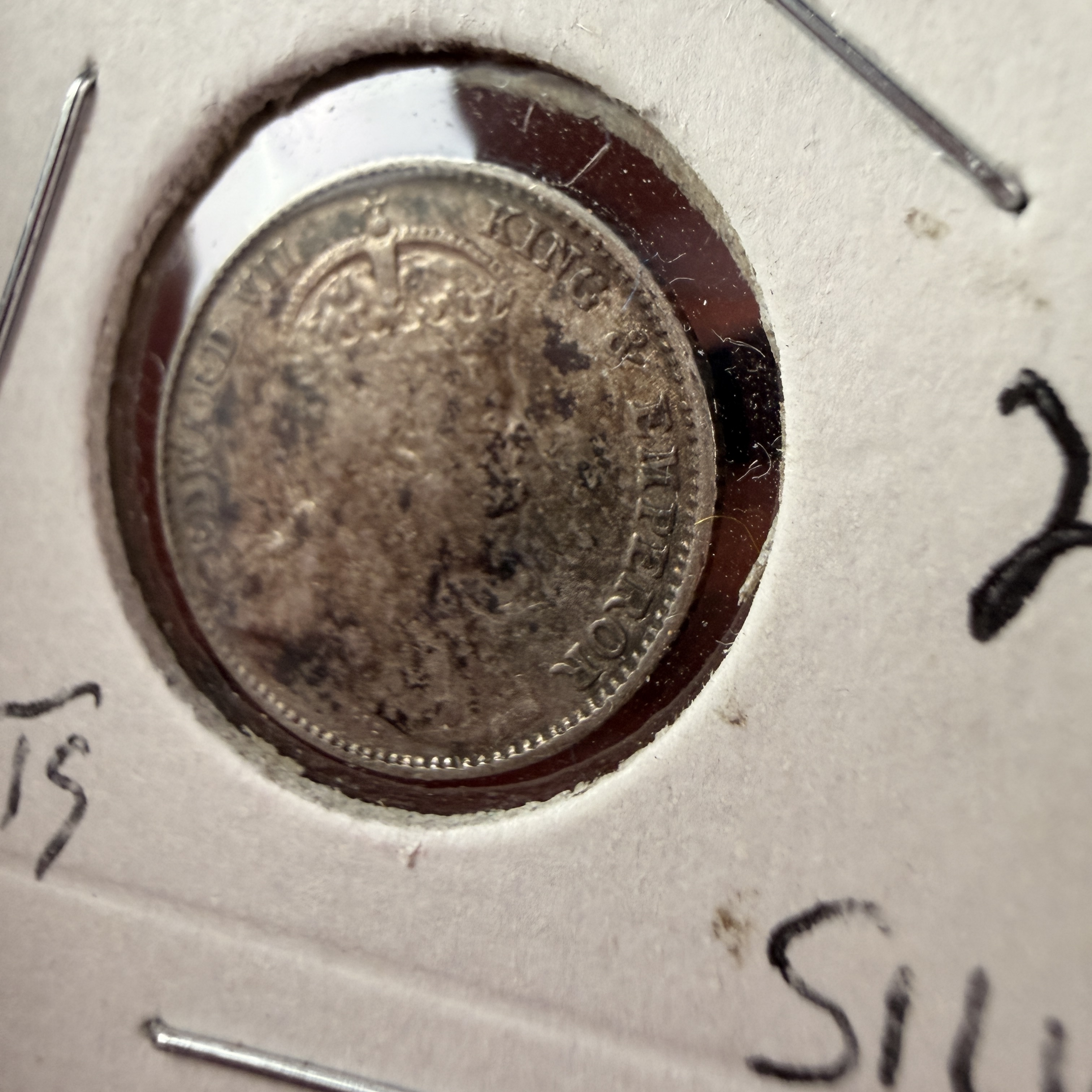 1910 Straits Settlements Silver 5 Cents Coin