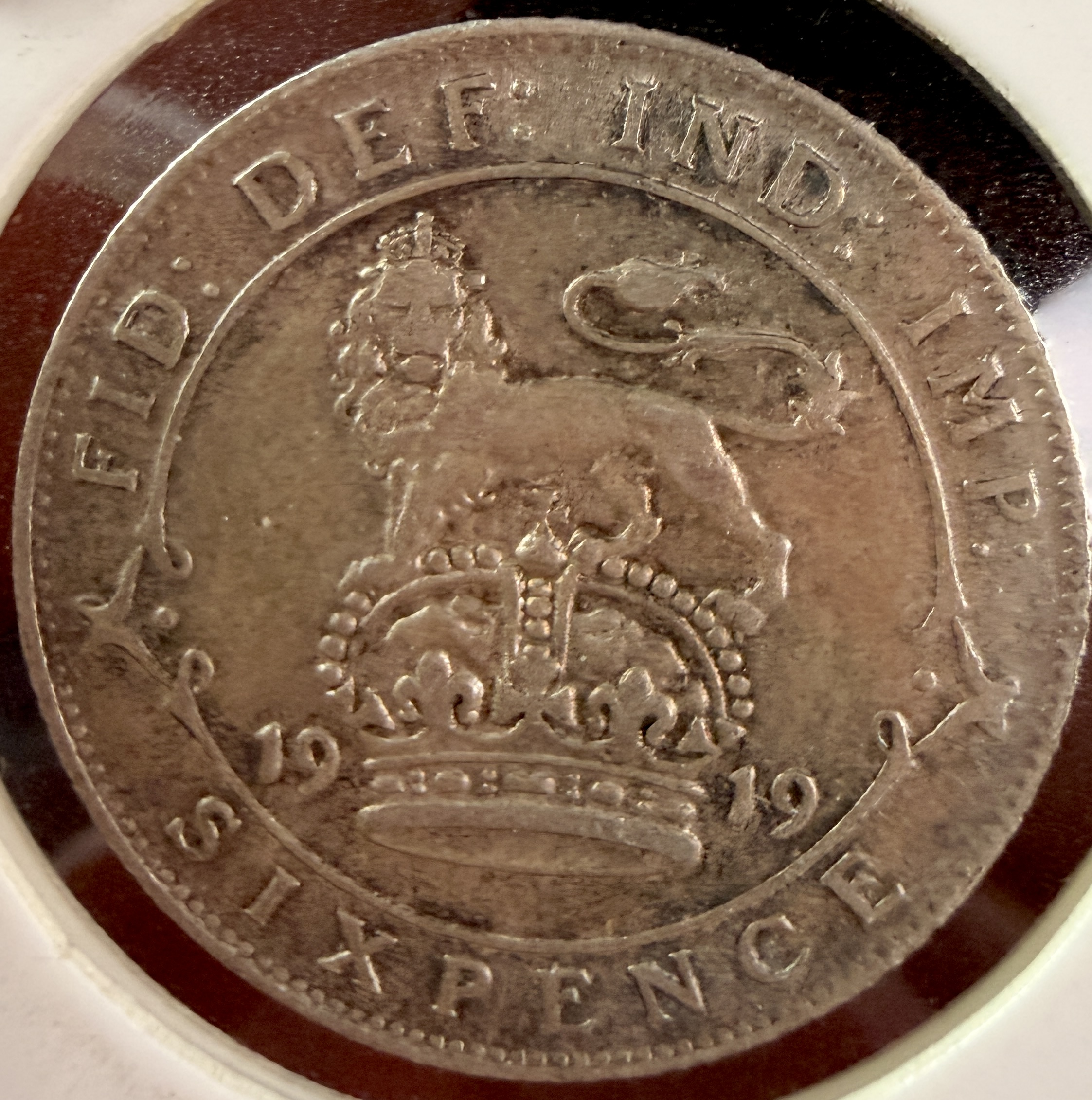 UK 1919 Sterling Silver Sixpence