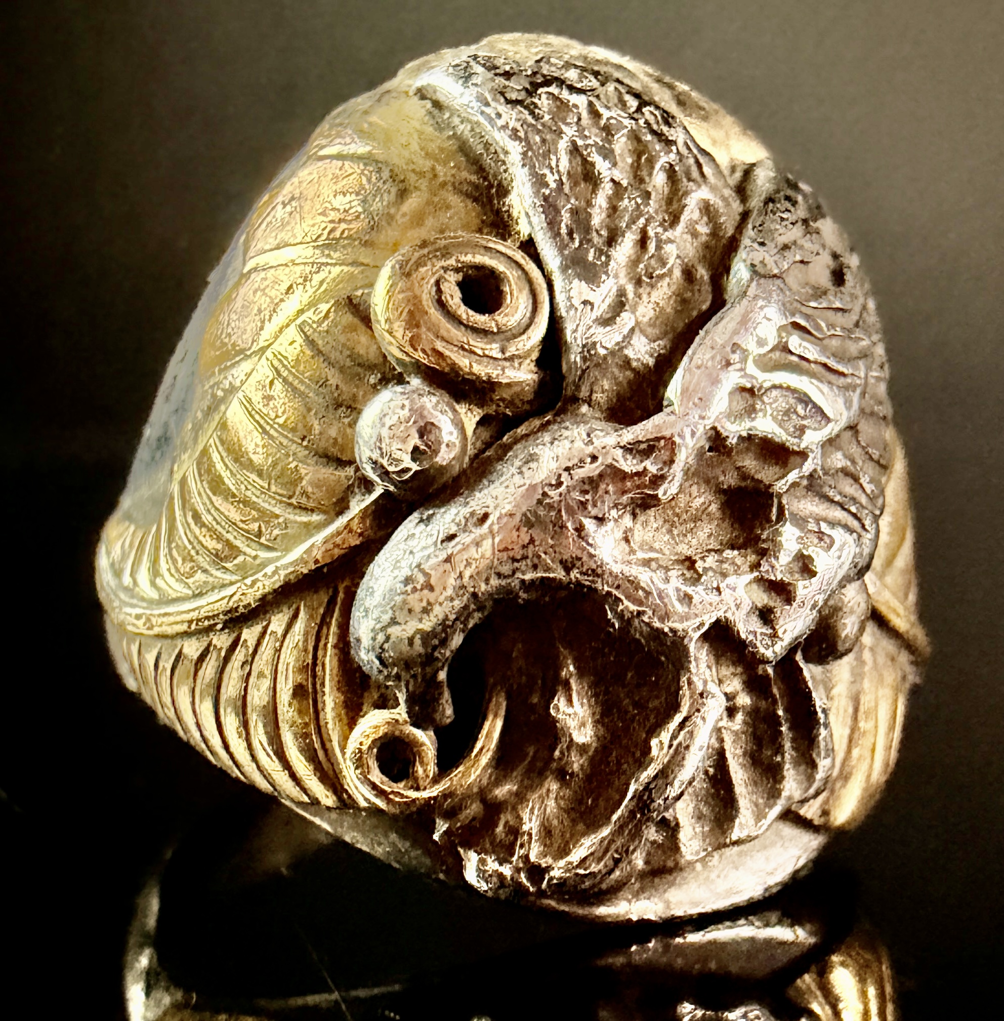 Two-Tone Metal Sculptural Eagle Statement Ring