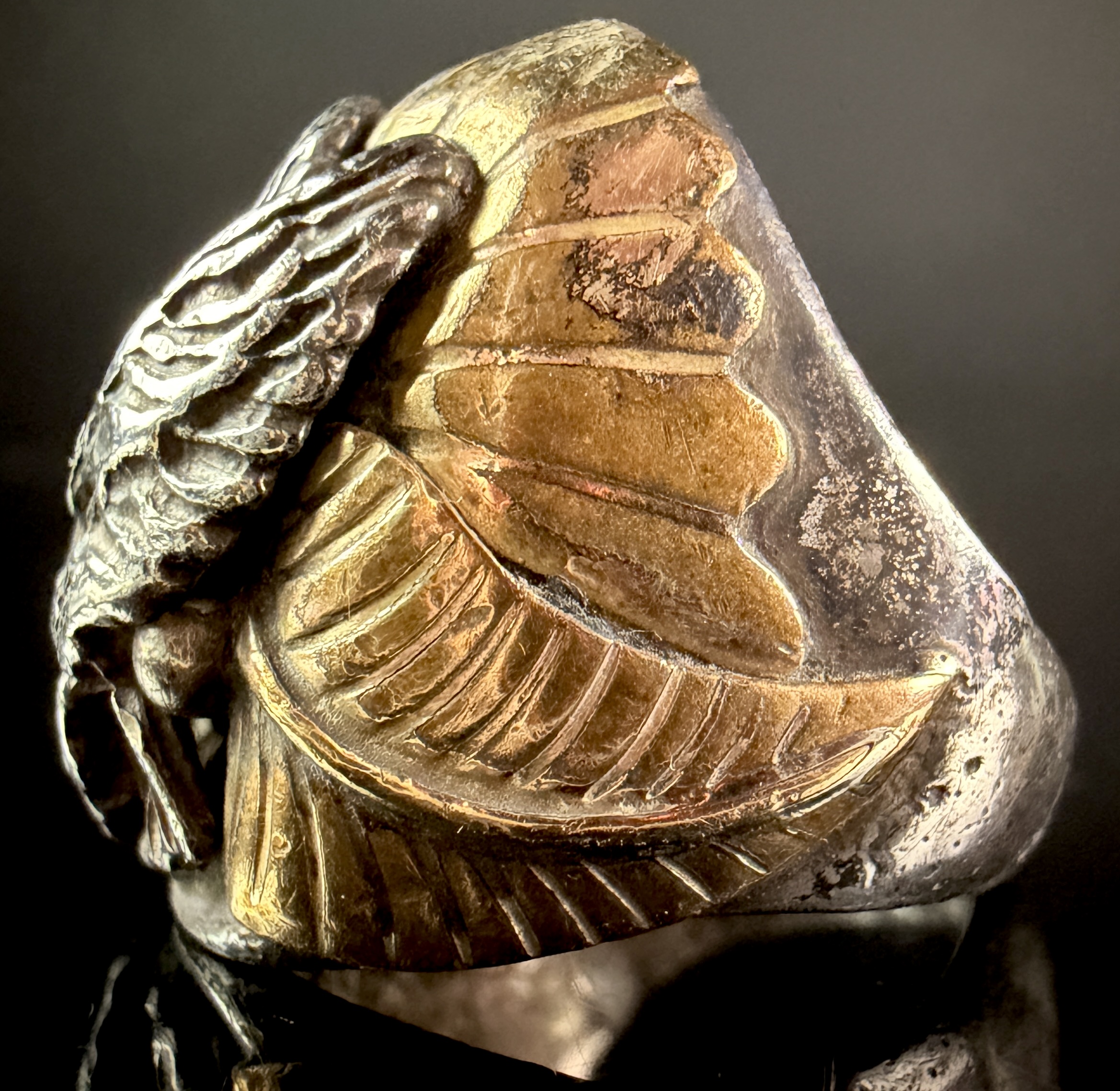 Two-Tone Metal Sculptural Eagle Statement Ring