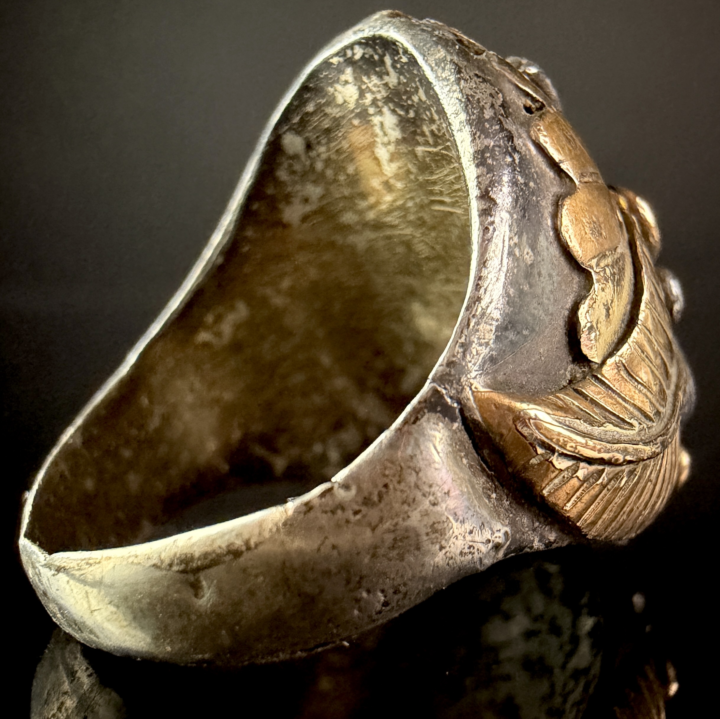 Two-Tone Metal Sculptural Eagle Statement Ring