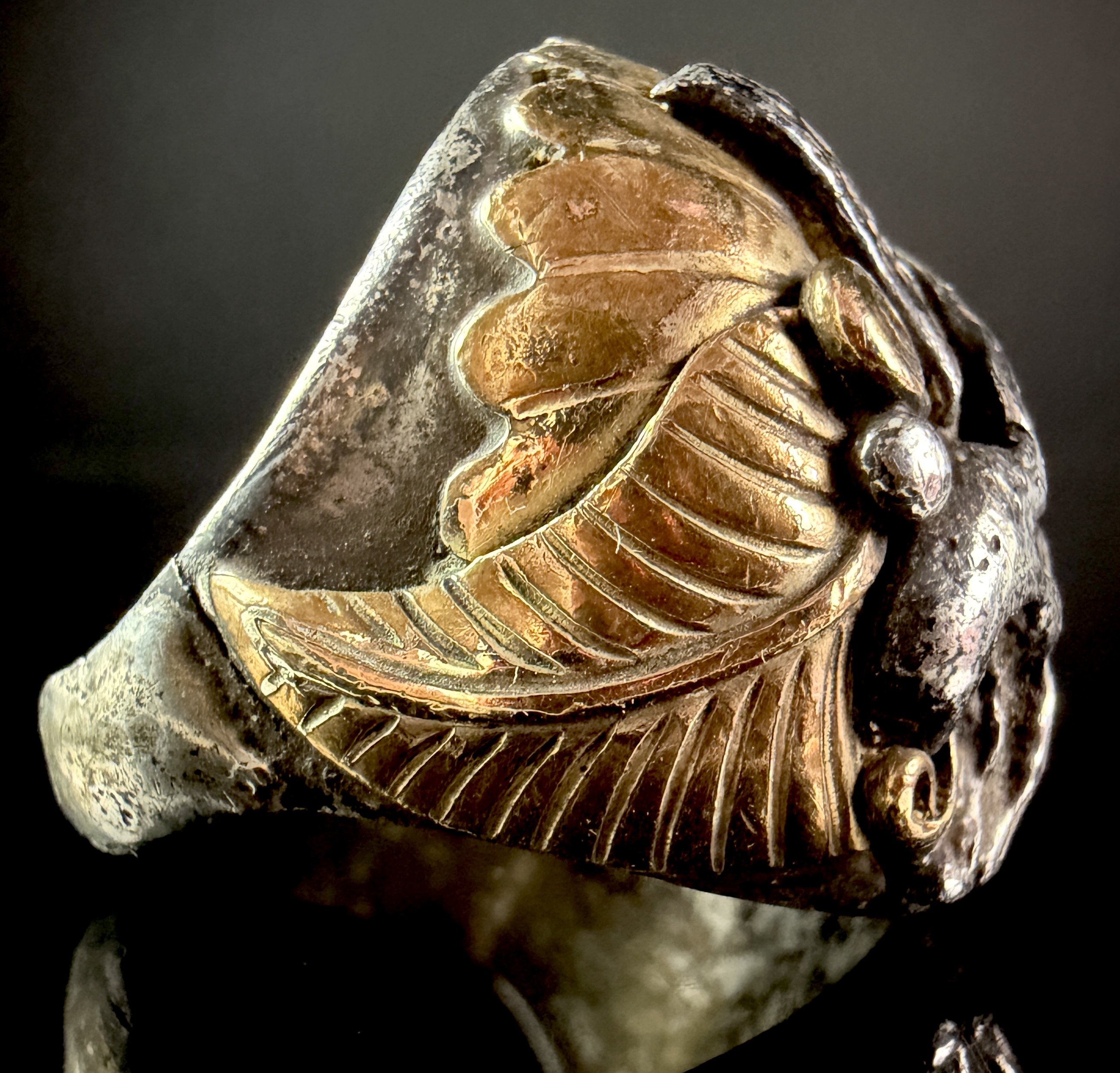 Two-Tone Metal Sculptural Eagle Statement Ring
