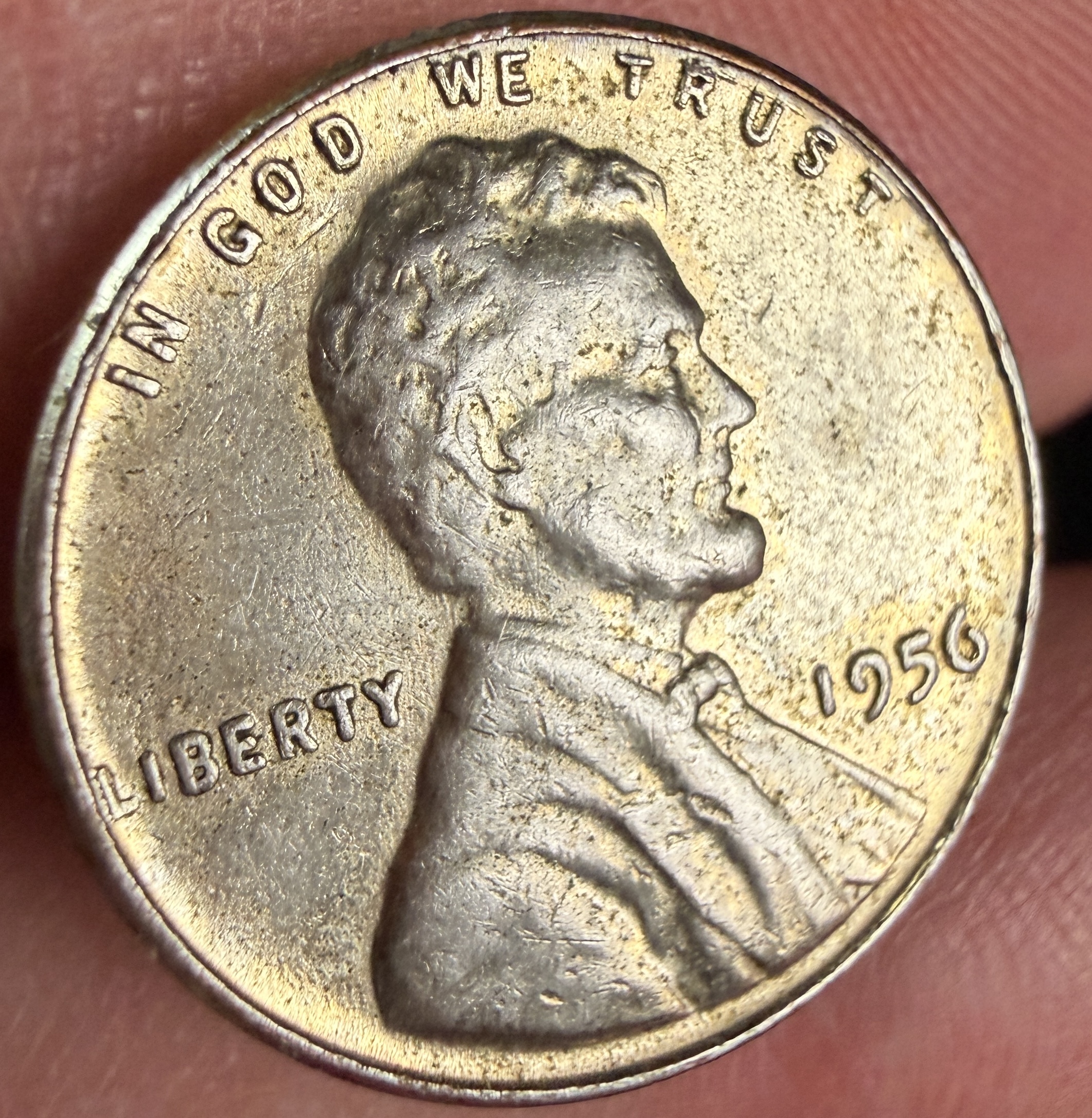 US 1956 Lincoln Wheat Cent with Post-Mint Metallic Plating