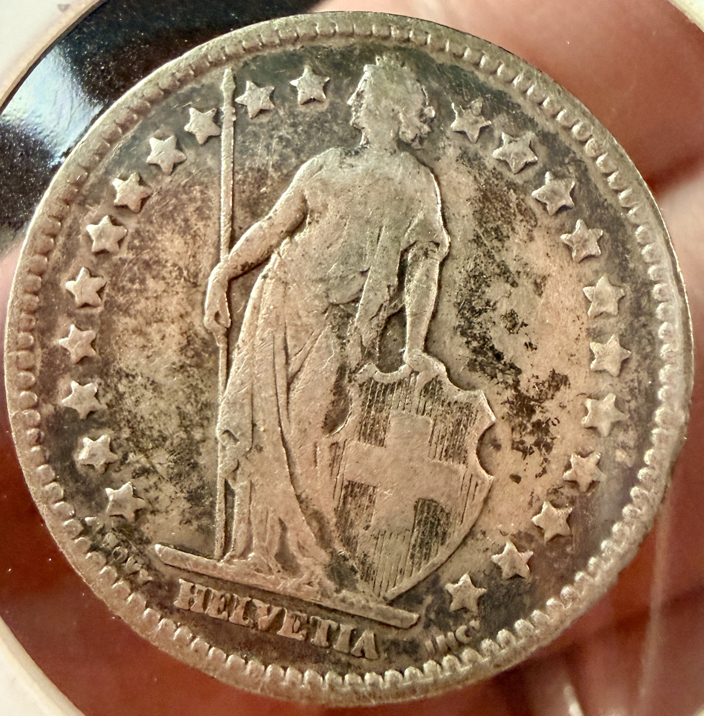 1916 CH Silver 1 Franc Coin