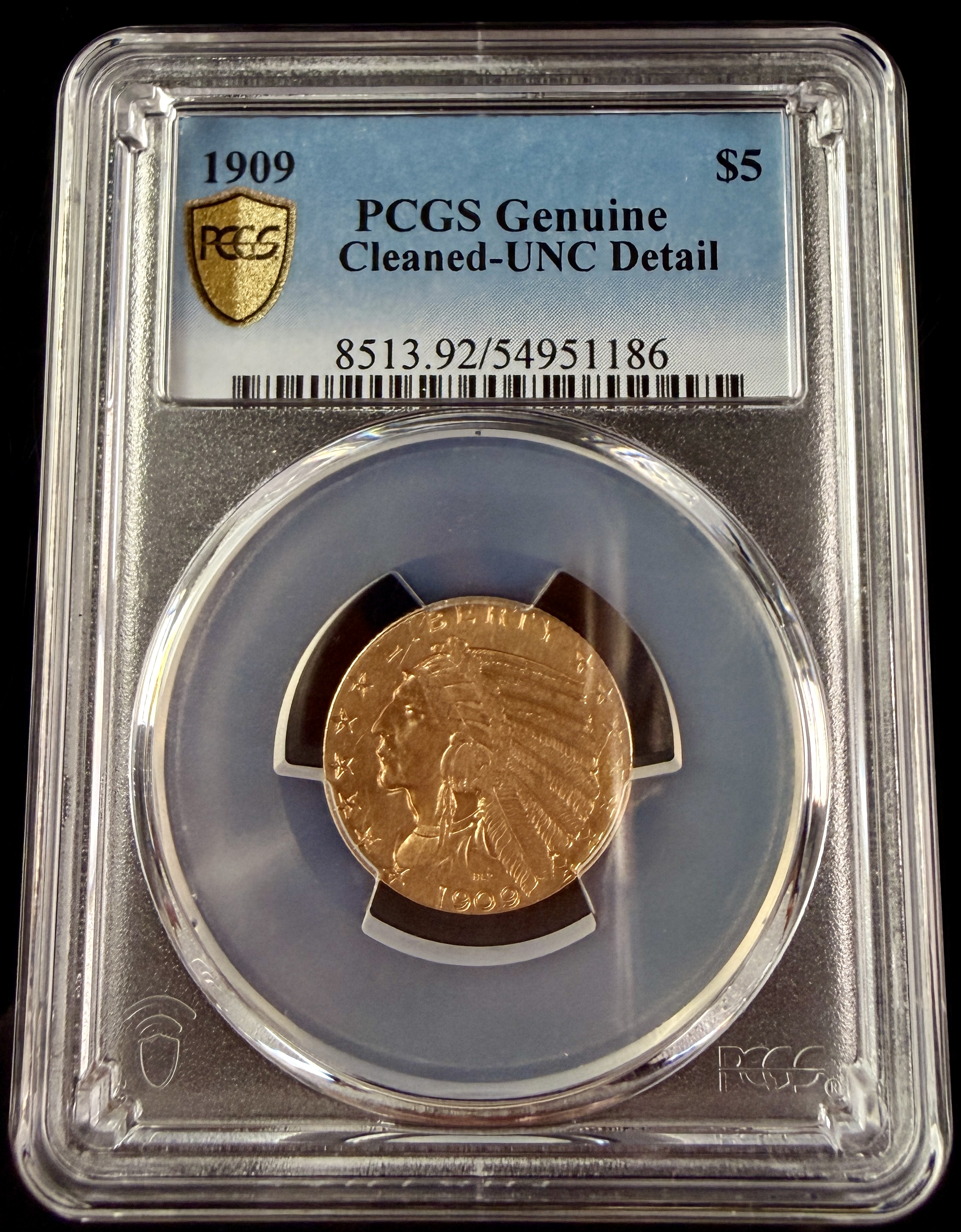 1909 US $5 Indian Head Gold Half Eagle PCGS