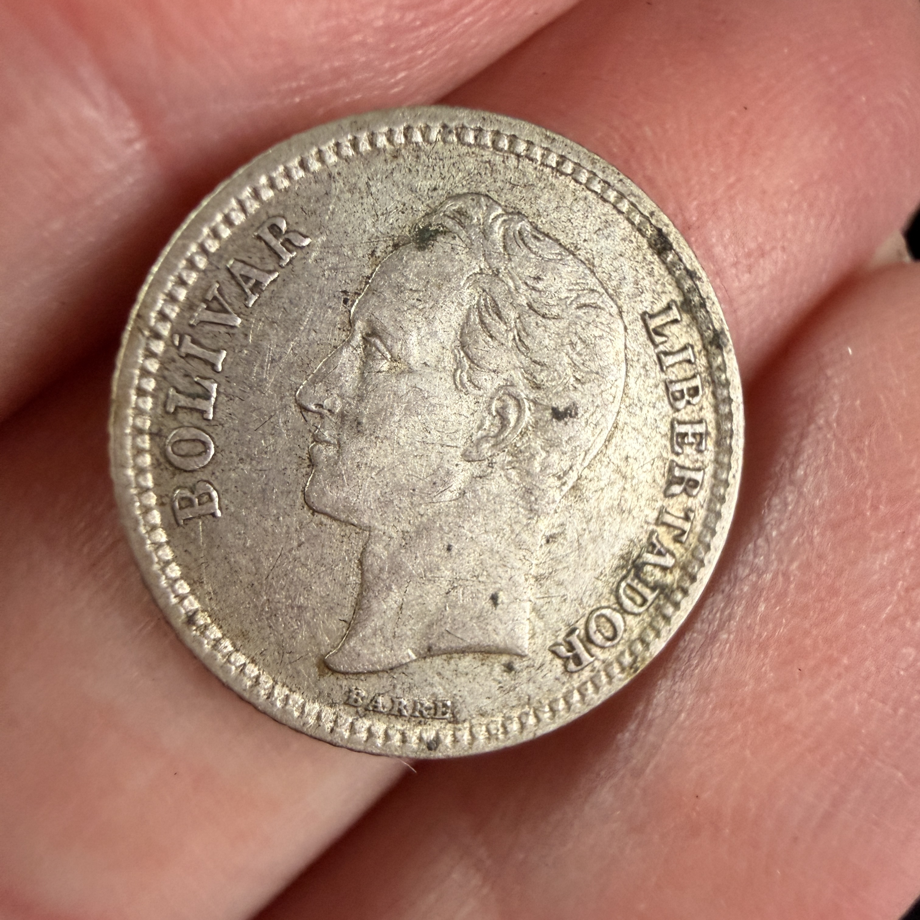 1954 Venezuela 25 Centimos Silver Coin