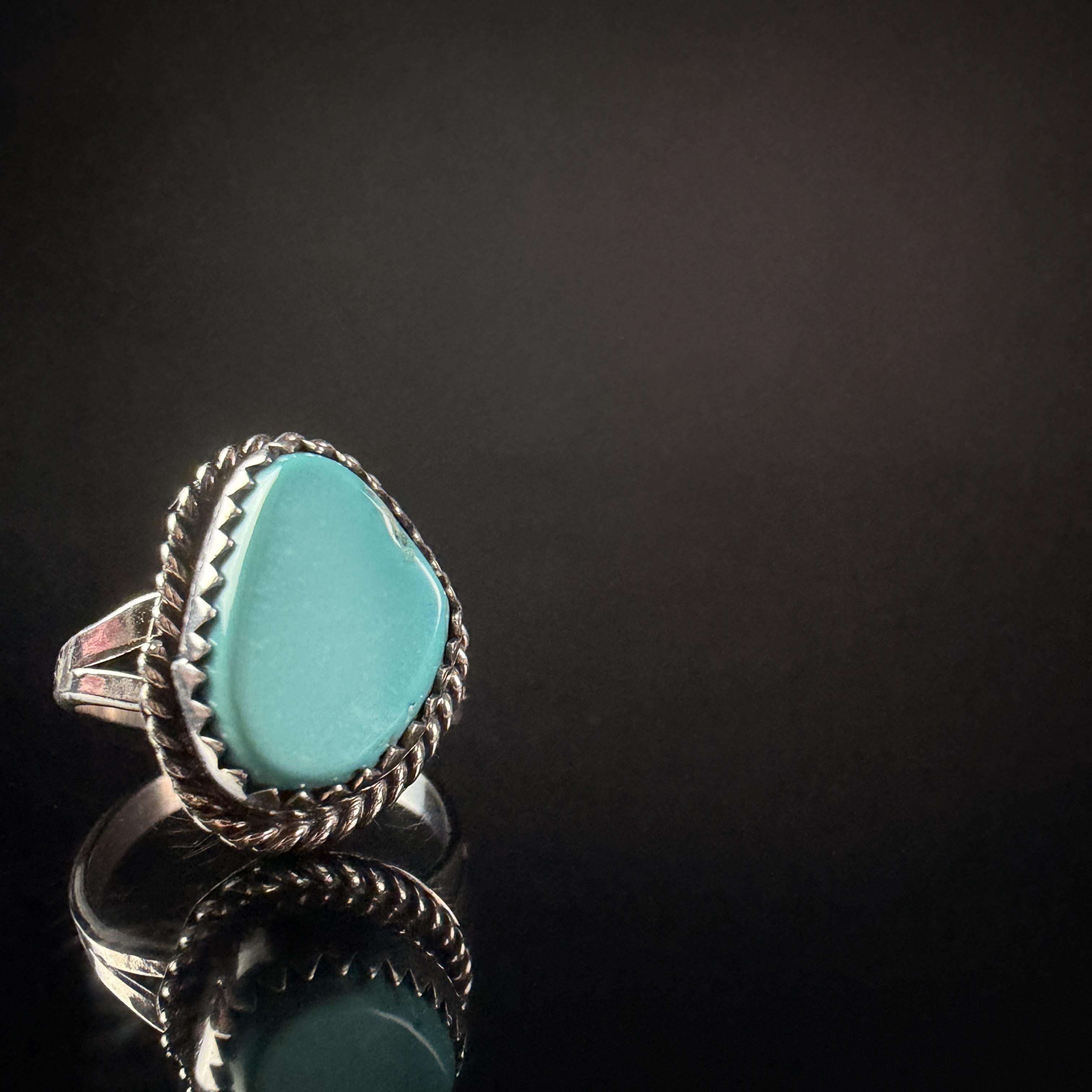 Southwestern Style Turquoise and Silver Tone Statement Ring