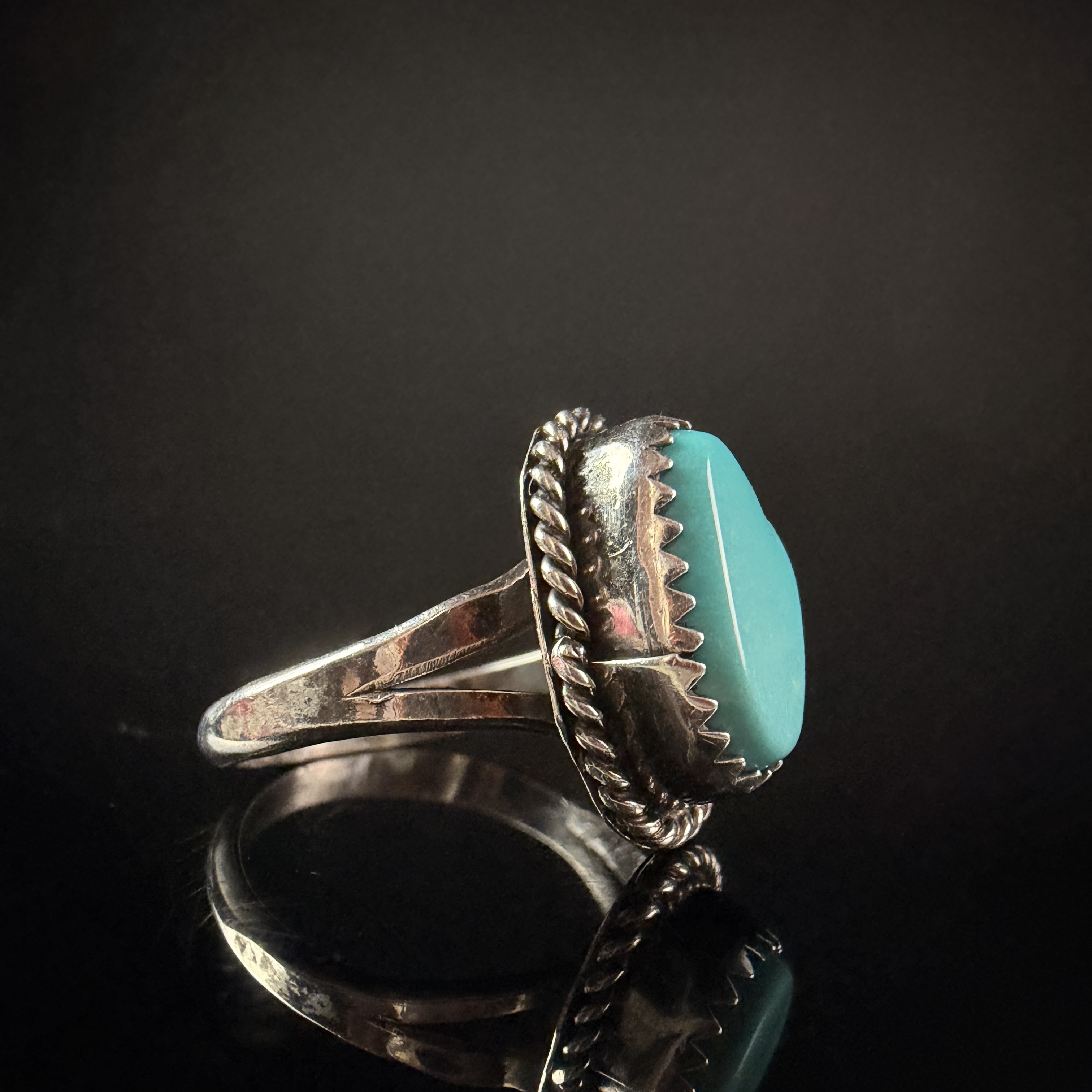Southwestern Style Turquoise and Silver Tone Statement Ring