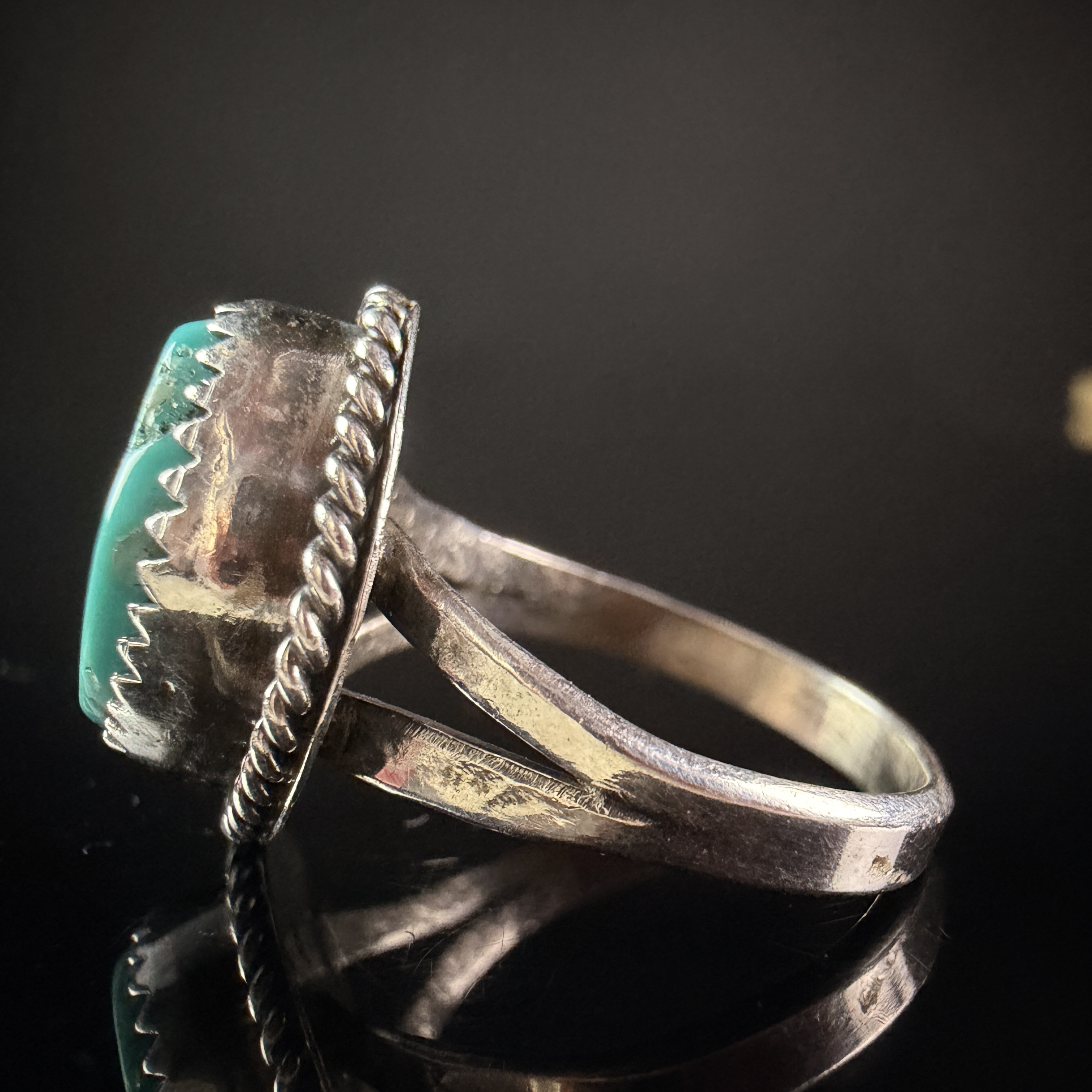 Southwestern Style Turquoise and Silver Tone Statement Ring