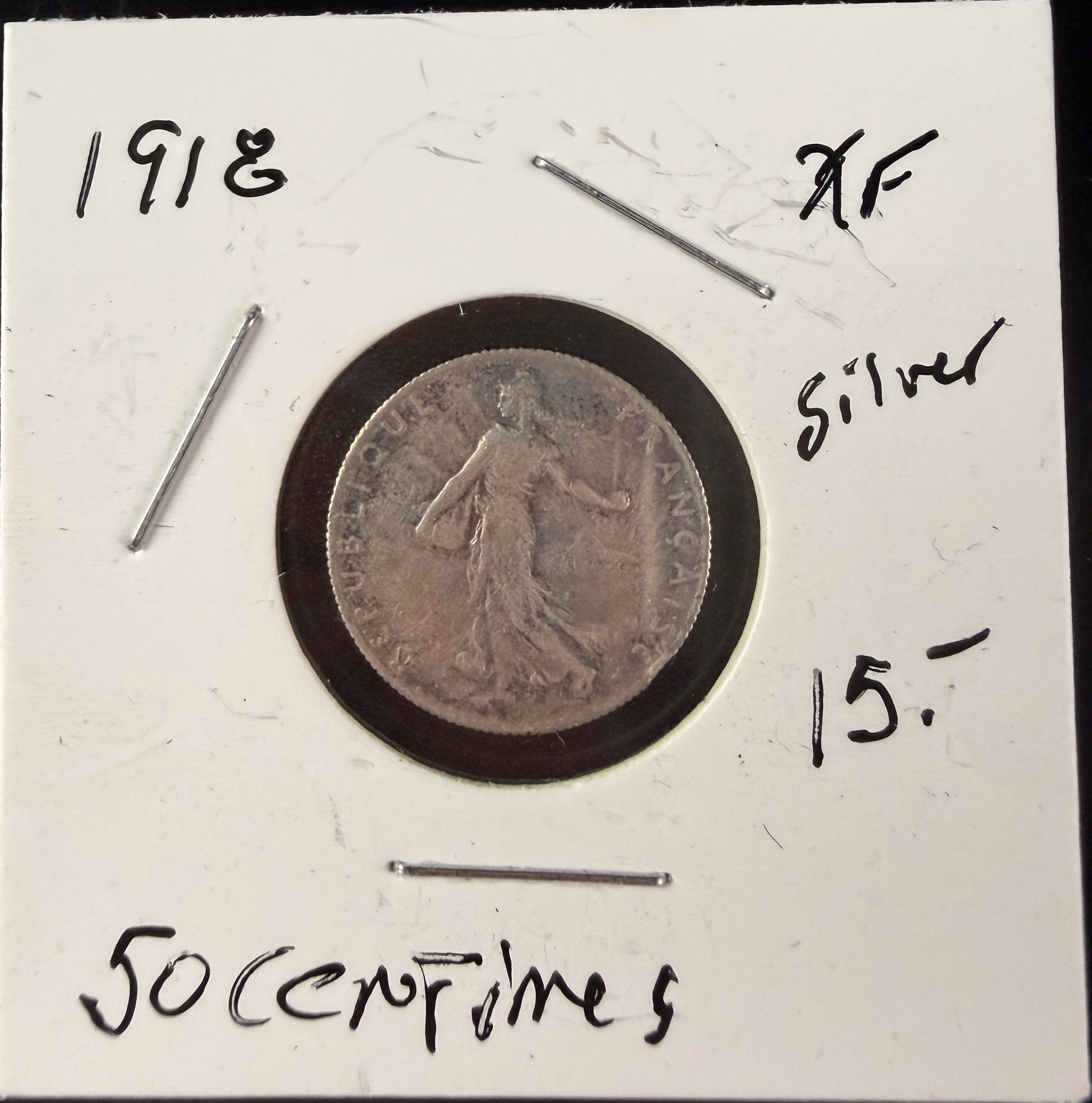 FR 1918 Silver 50 Centimes Coin