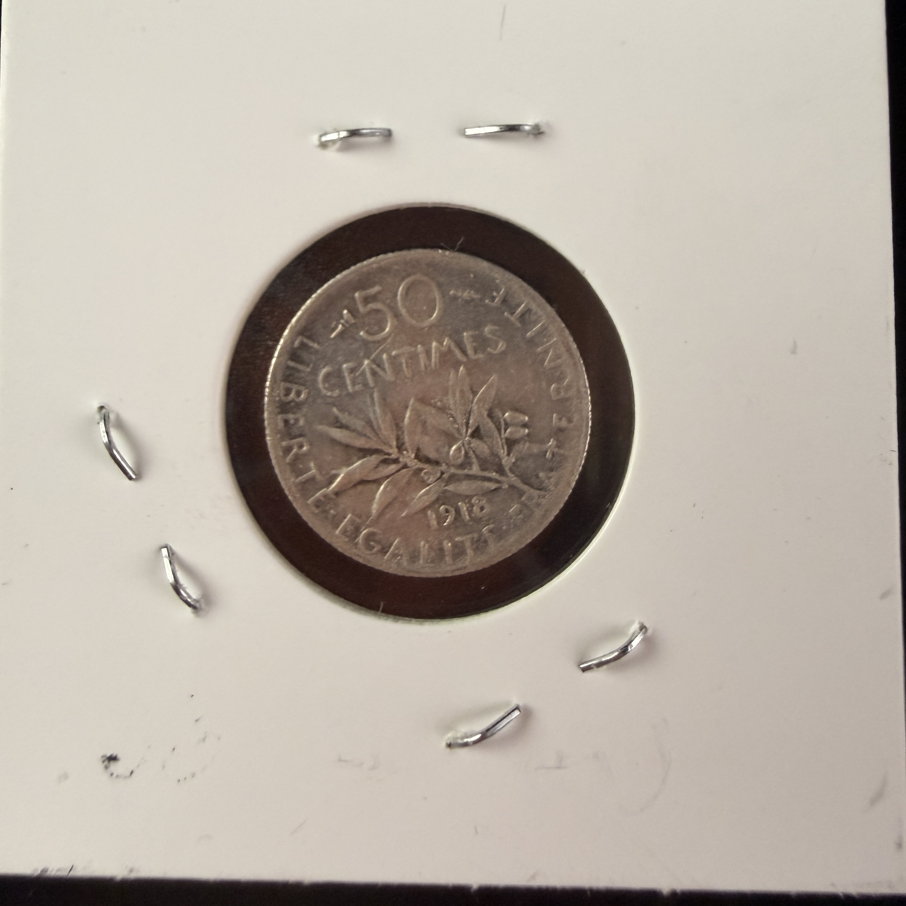 FR 1918 Silver 50 Centimes Coin