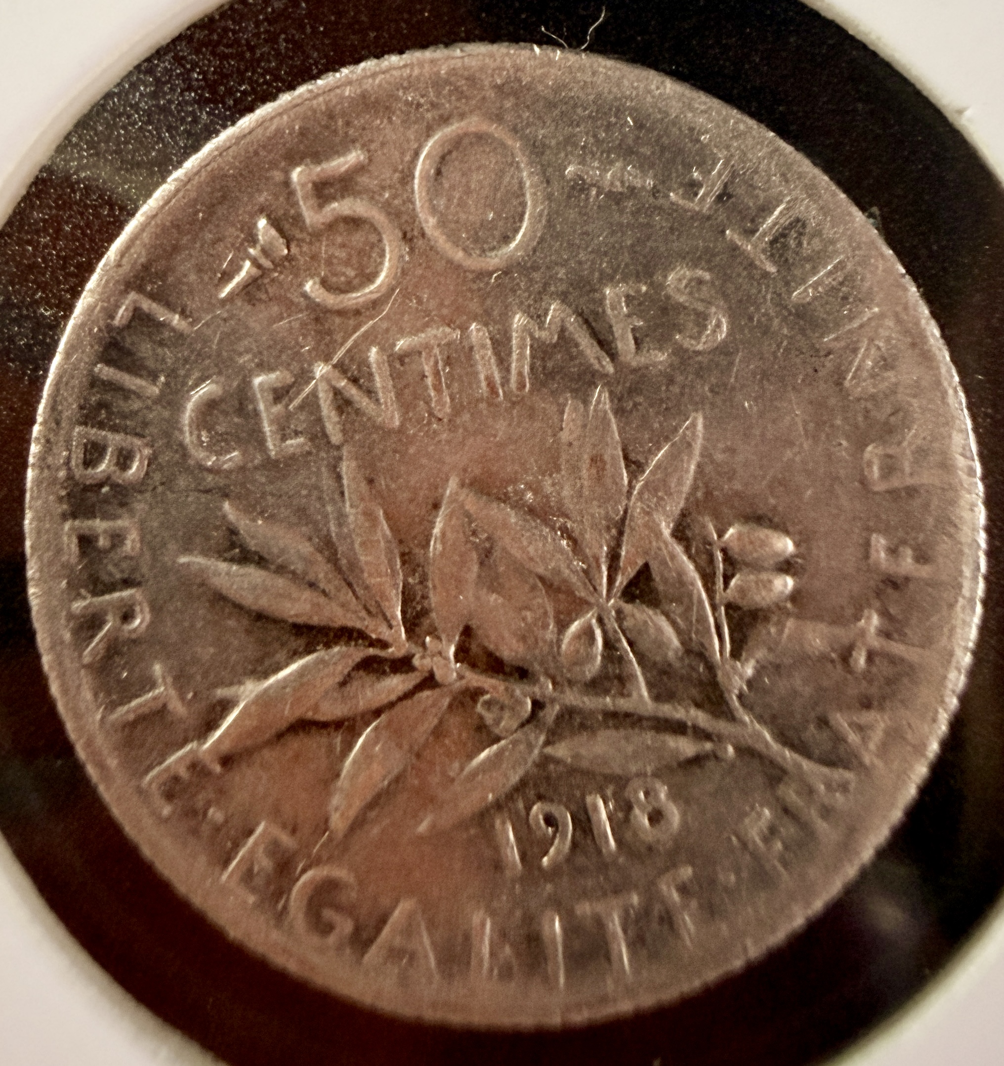 FR 1918 Silver 50 Centimes Coin