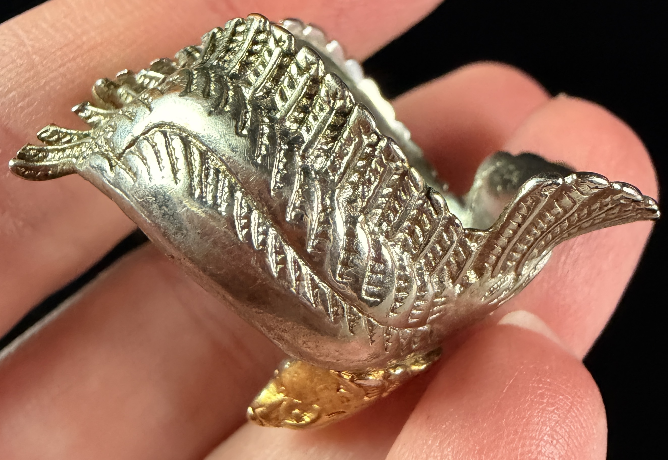 Two-Tone Sterling Silver Eagle Wrap-Around Statement Ring