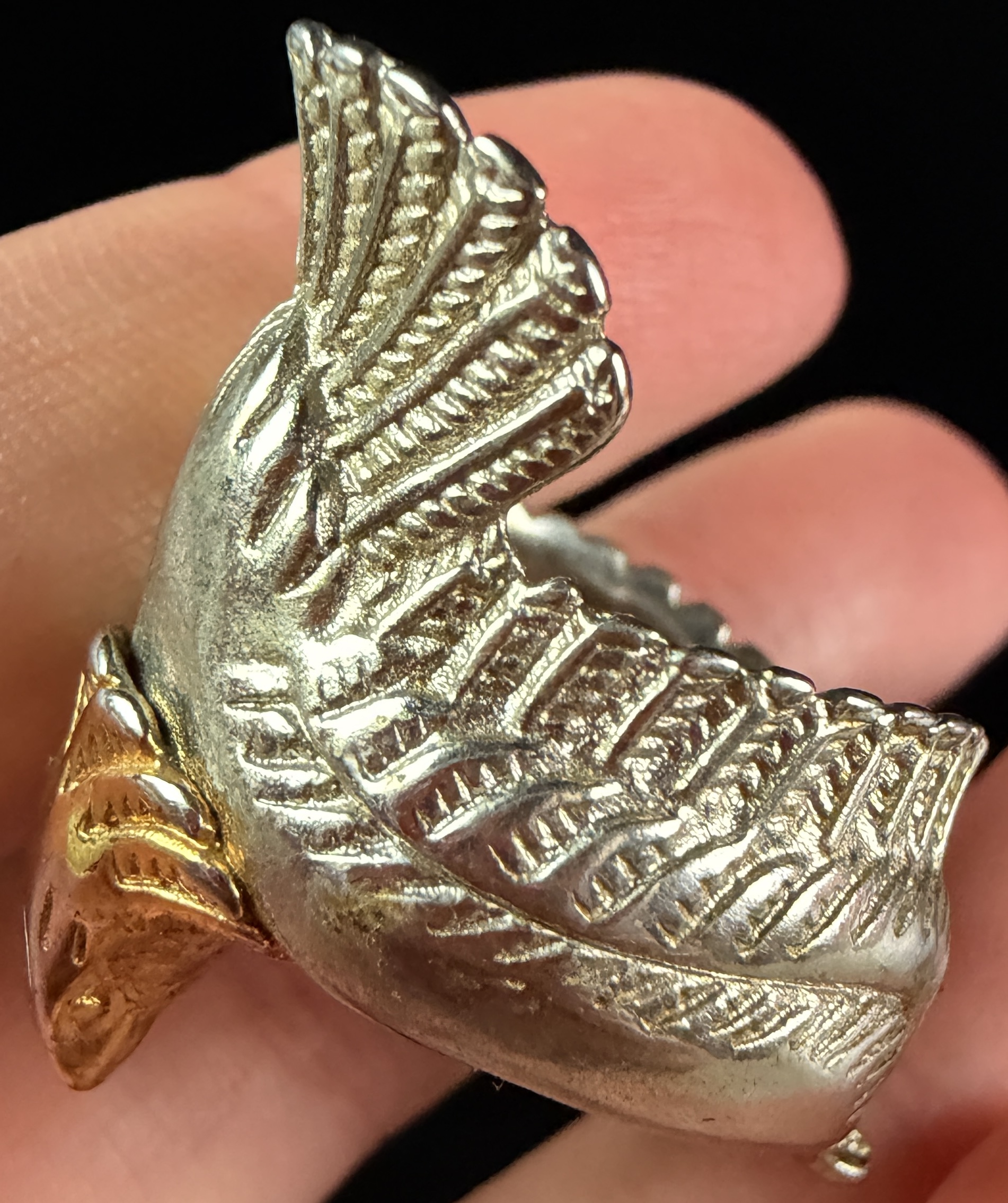Two-Tone Sterling Silver Eagle Wrap-Around Statement Ring