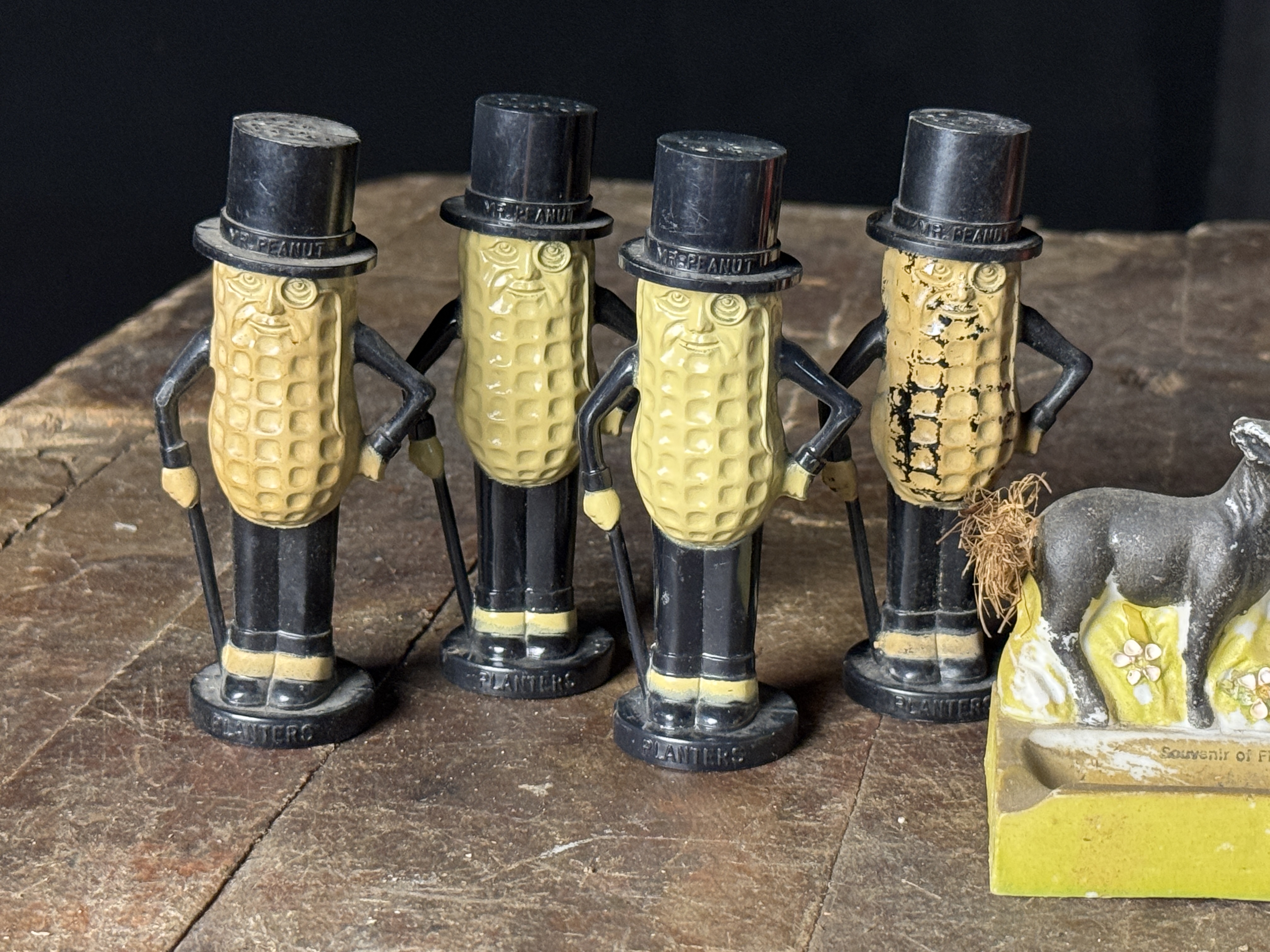Assortment of Vintage Advertising and Novelty Collectibles Including Planters Mr. Peanut and Florida Souvenirs