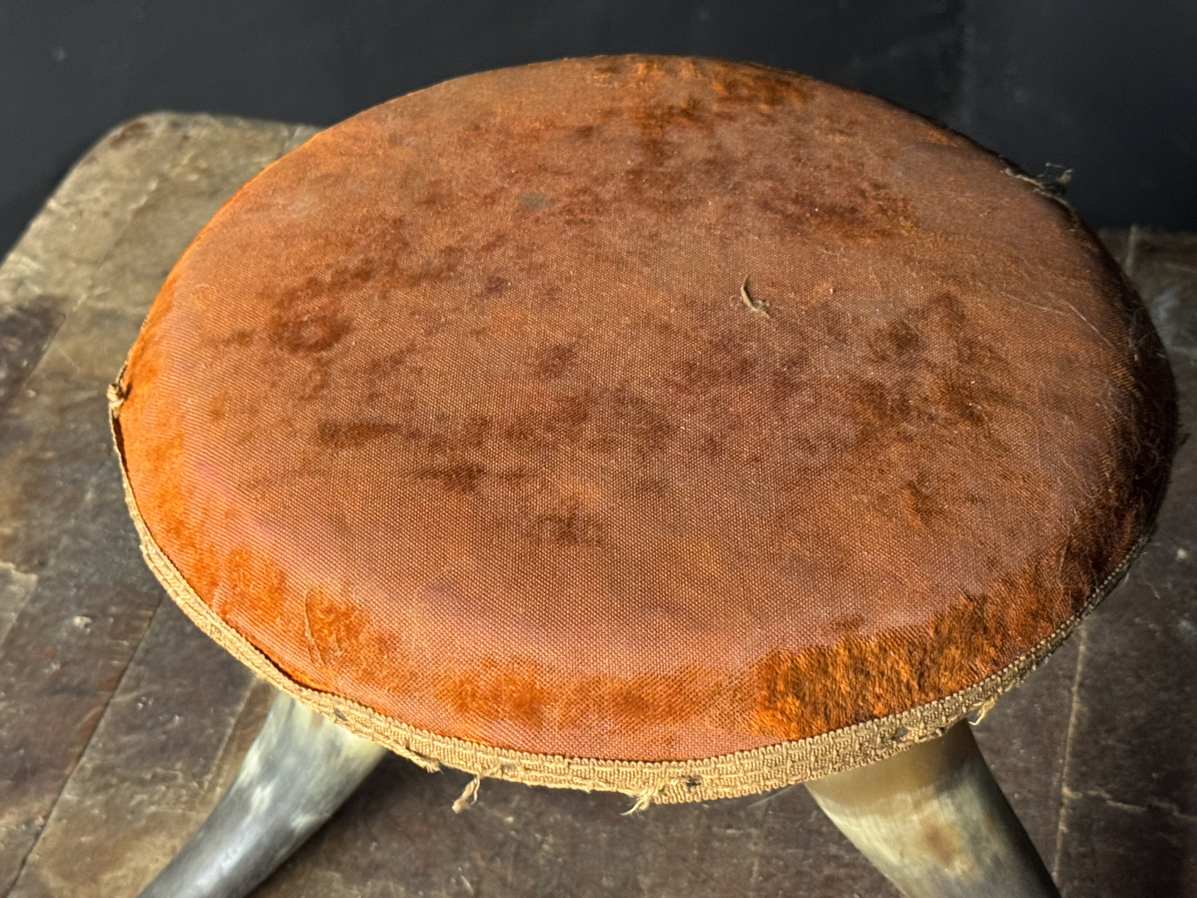 Late 19th Century American Western Style Steer Horn Tripod Footstool