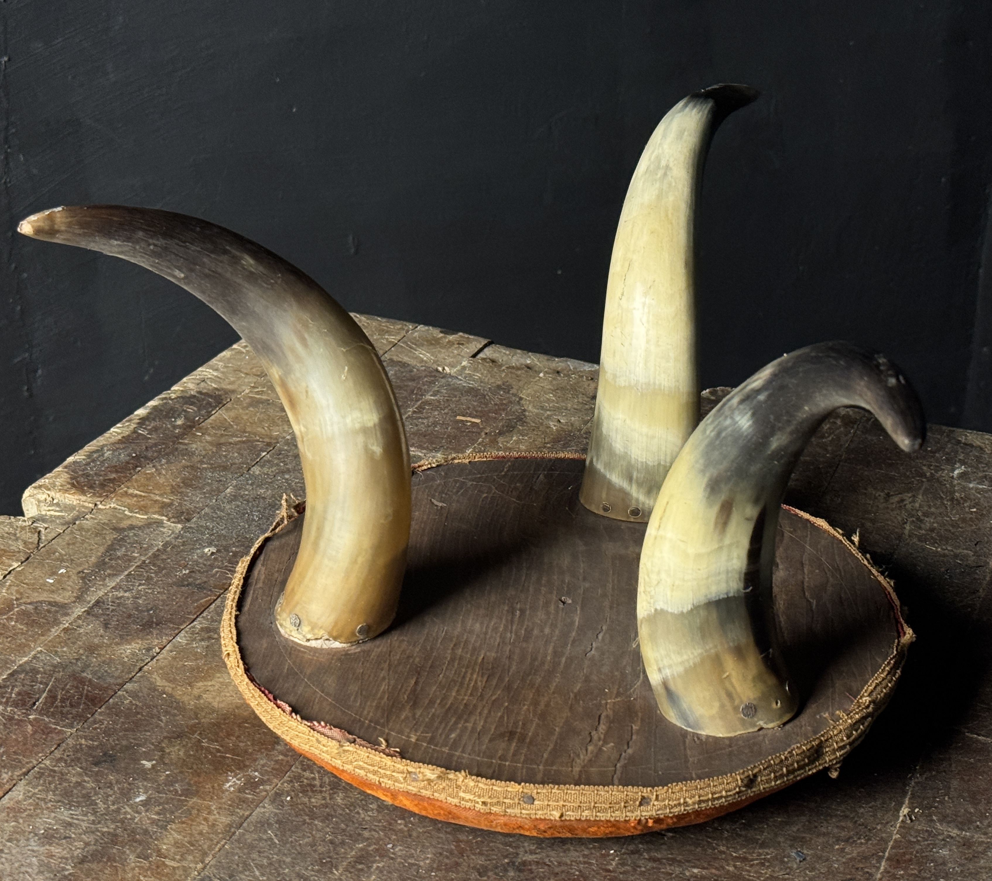 Late 19th Century American Western Style Steer Horn Tripod Footstool