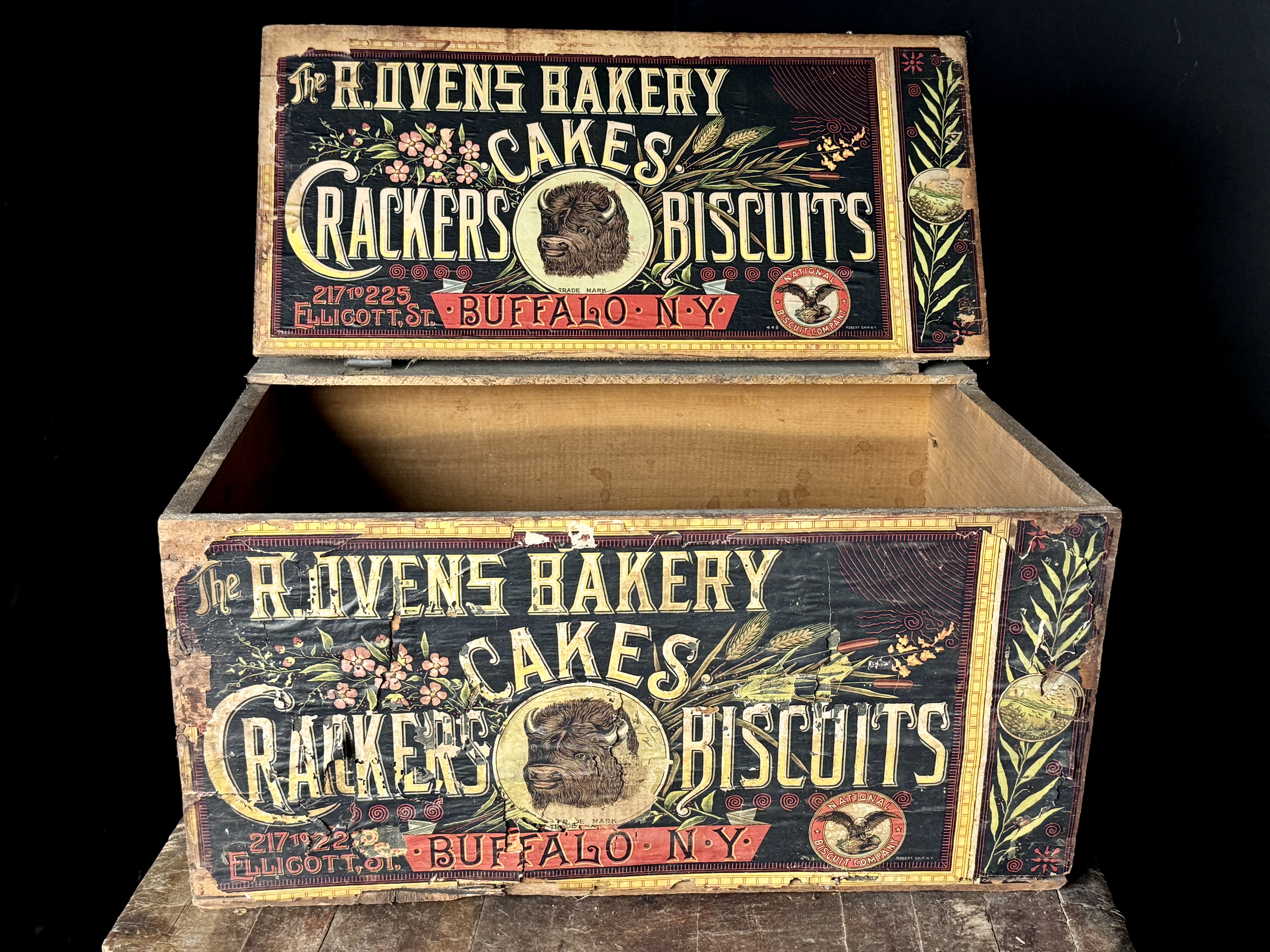 National Biscuit Company R. Ovens Bakery Wood Crate Buffalo New York