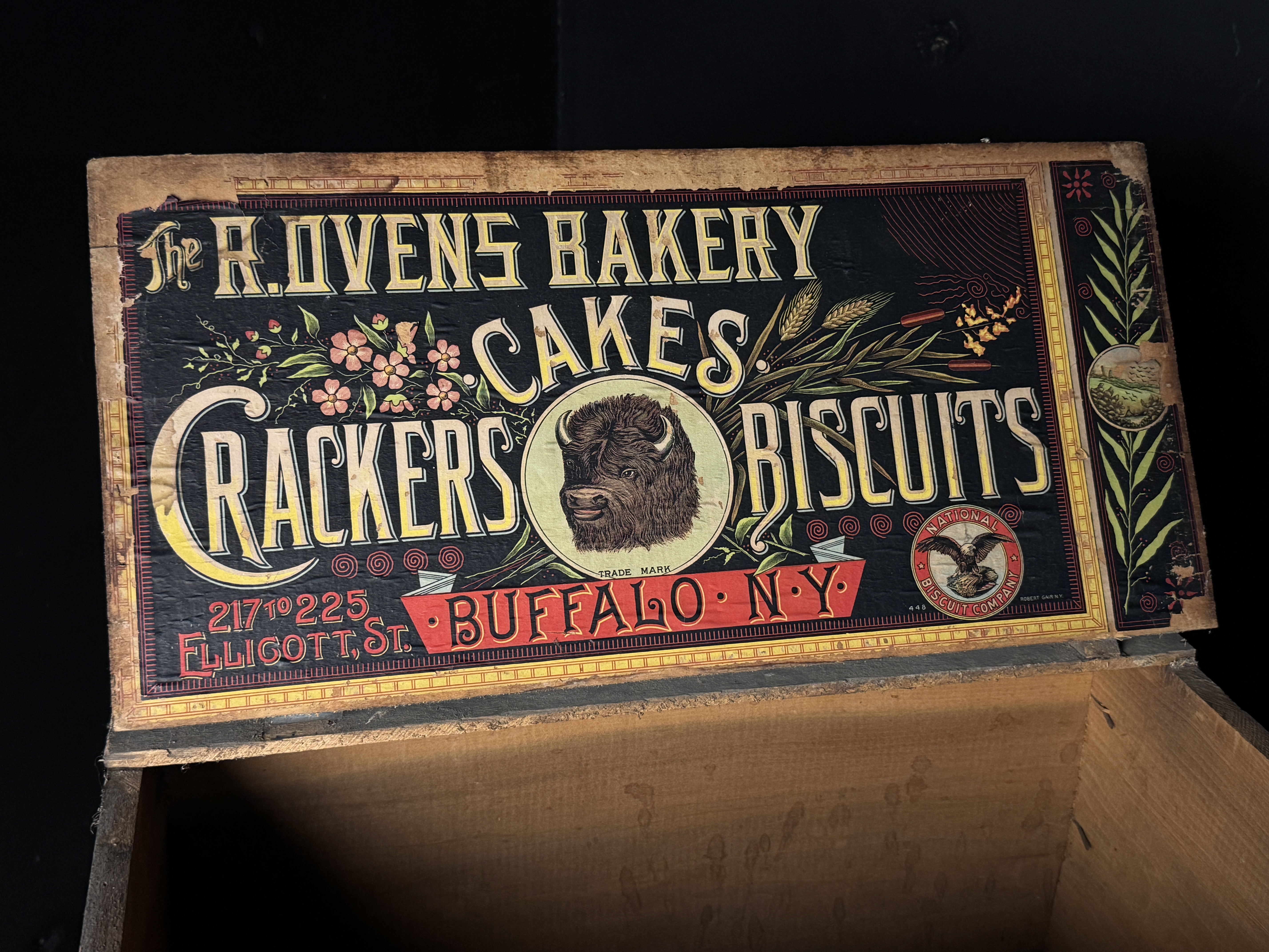 National Biscuit Company R. Ovens Bakery Wood Crate Buffalo New York