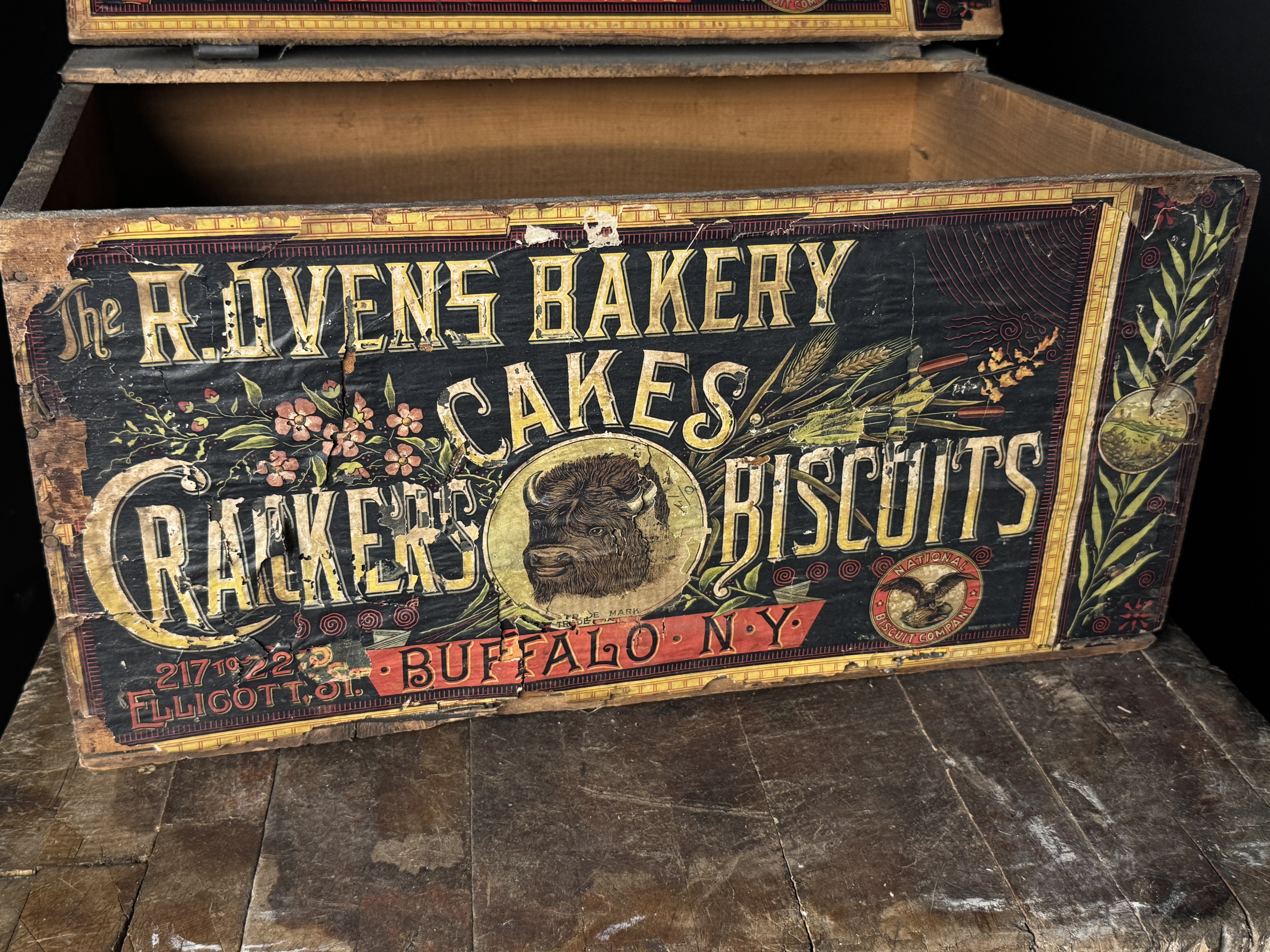 National Biscuit Company R. Ovens Bakery Wood Crate Buffalo New York