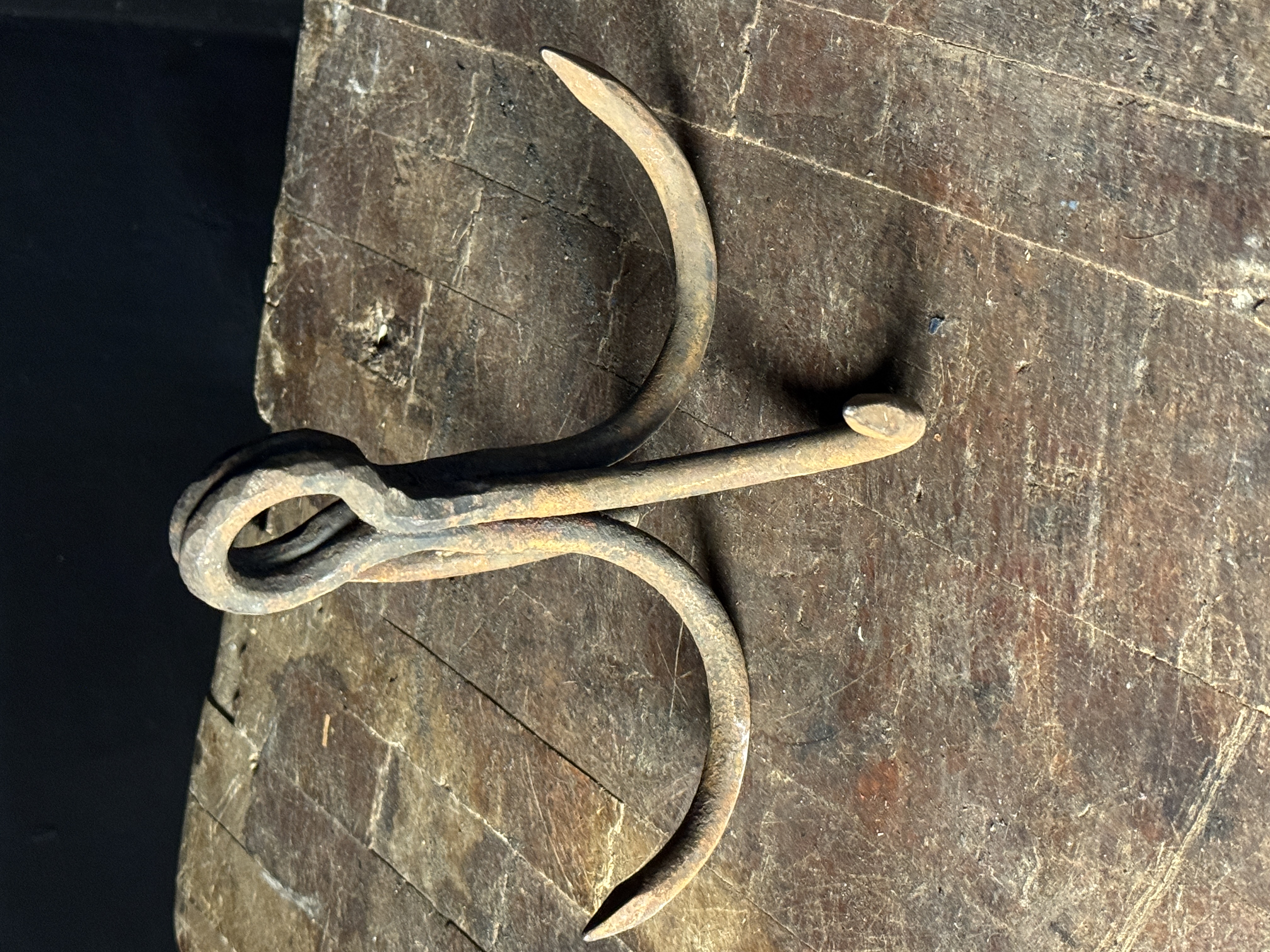 Antique Hand Forged Wrought Iron Four Pronged Trap Drag