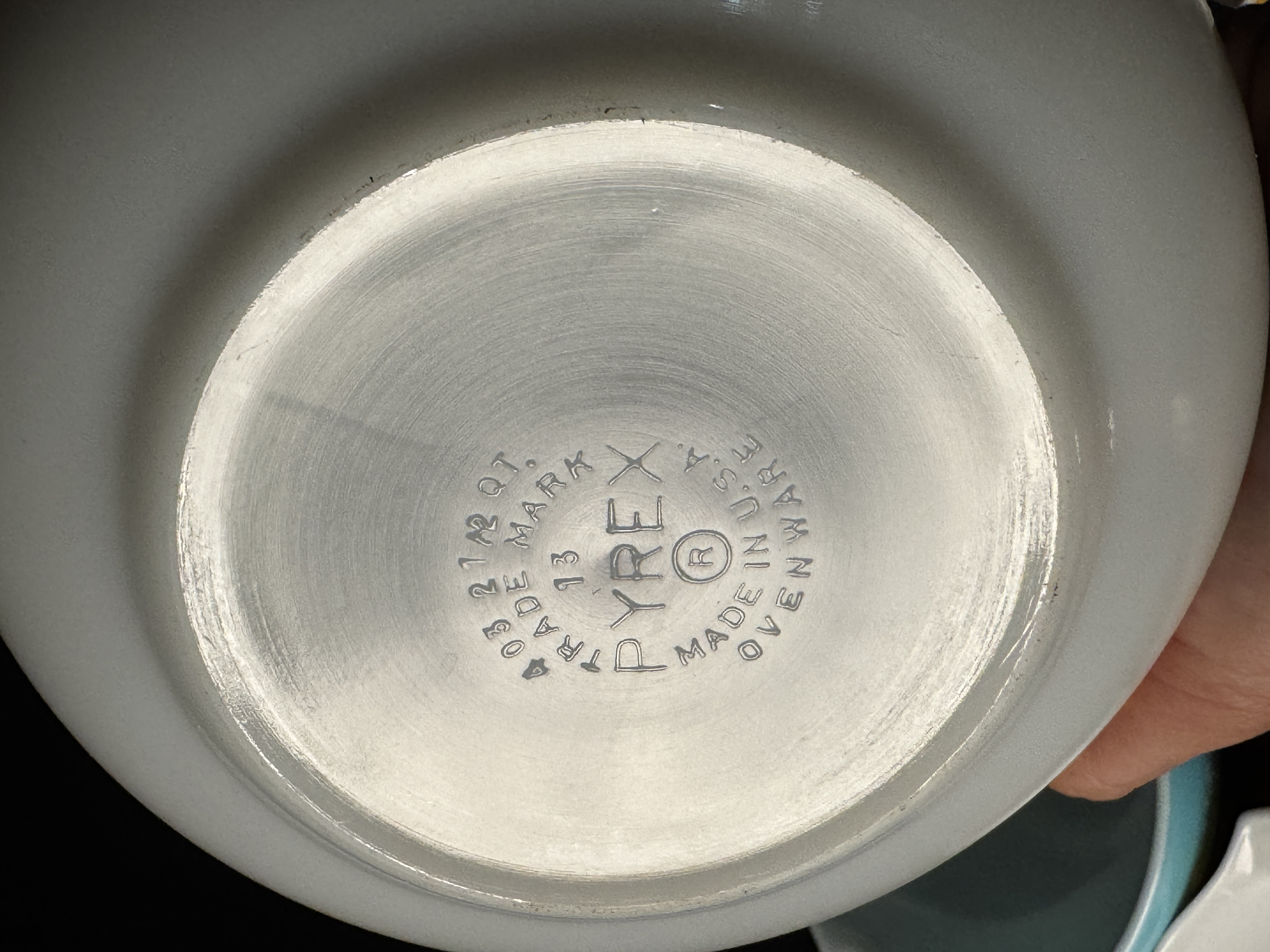 Nine Piece Collection of Vintage Pyrex Opal Glass Bowls in Friendship, Butterprint, and Butterfly Gold Patterns