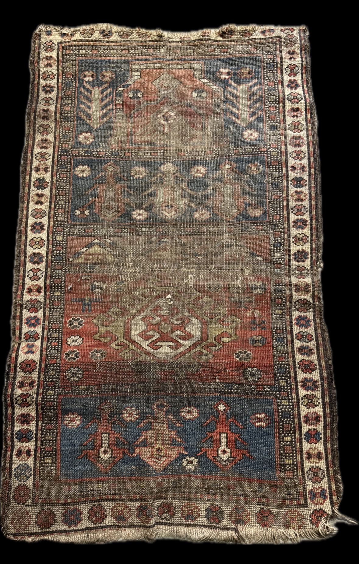 Antique Caucasian or Northwest Persian Tribal Geometric Wool Rug