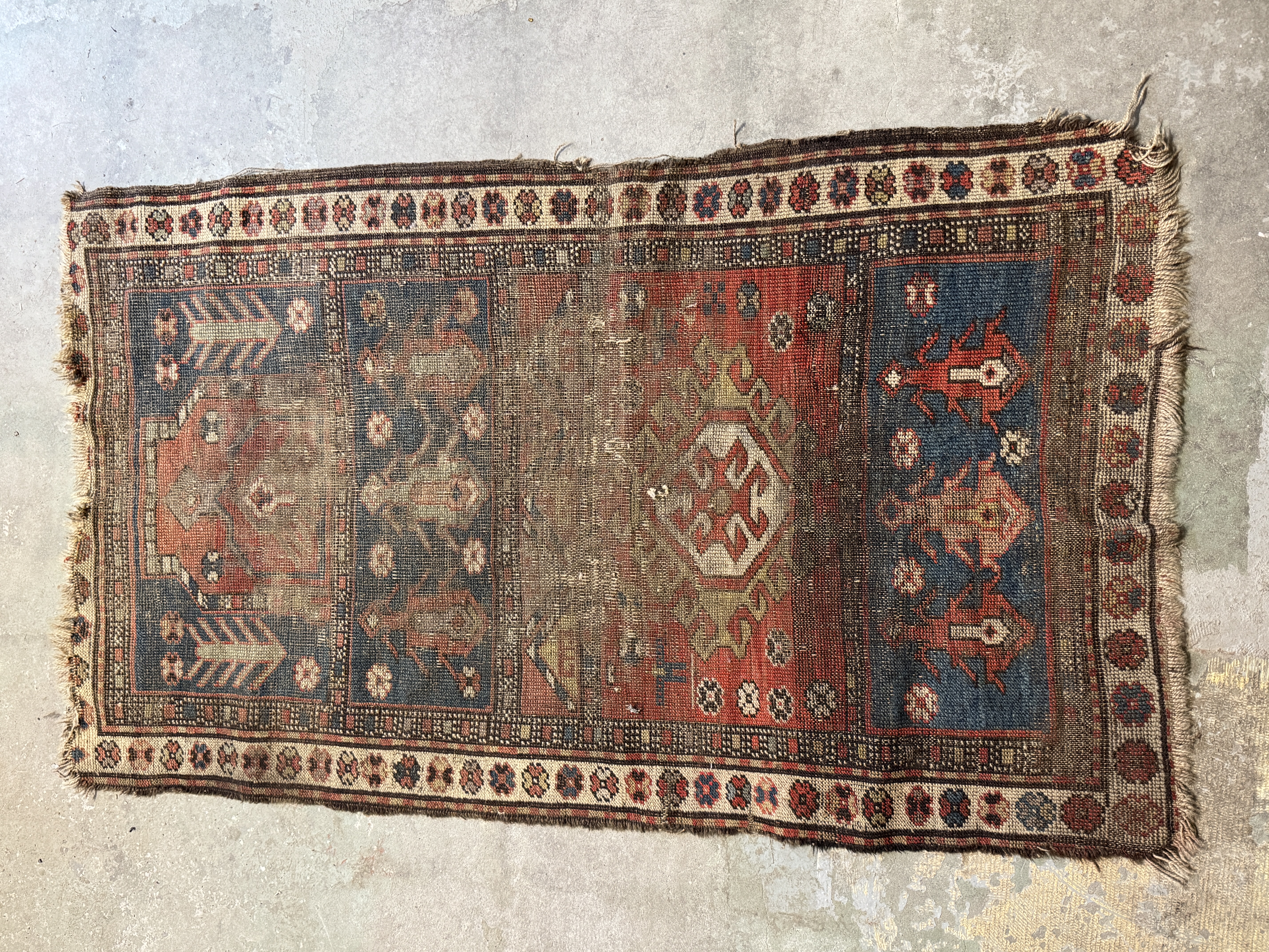 Antique Caucasian or Northwest Persian Tribal Geometric Wool Rug