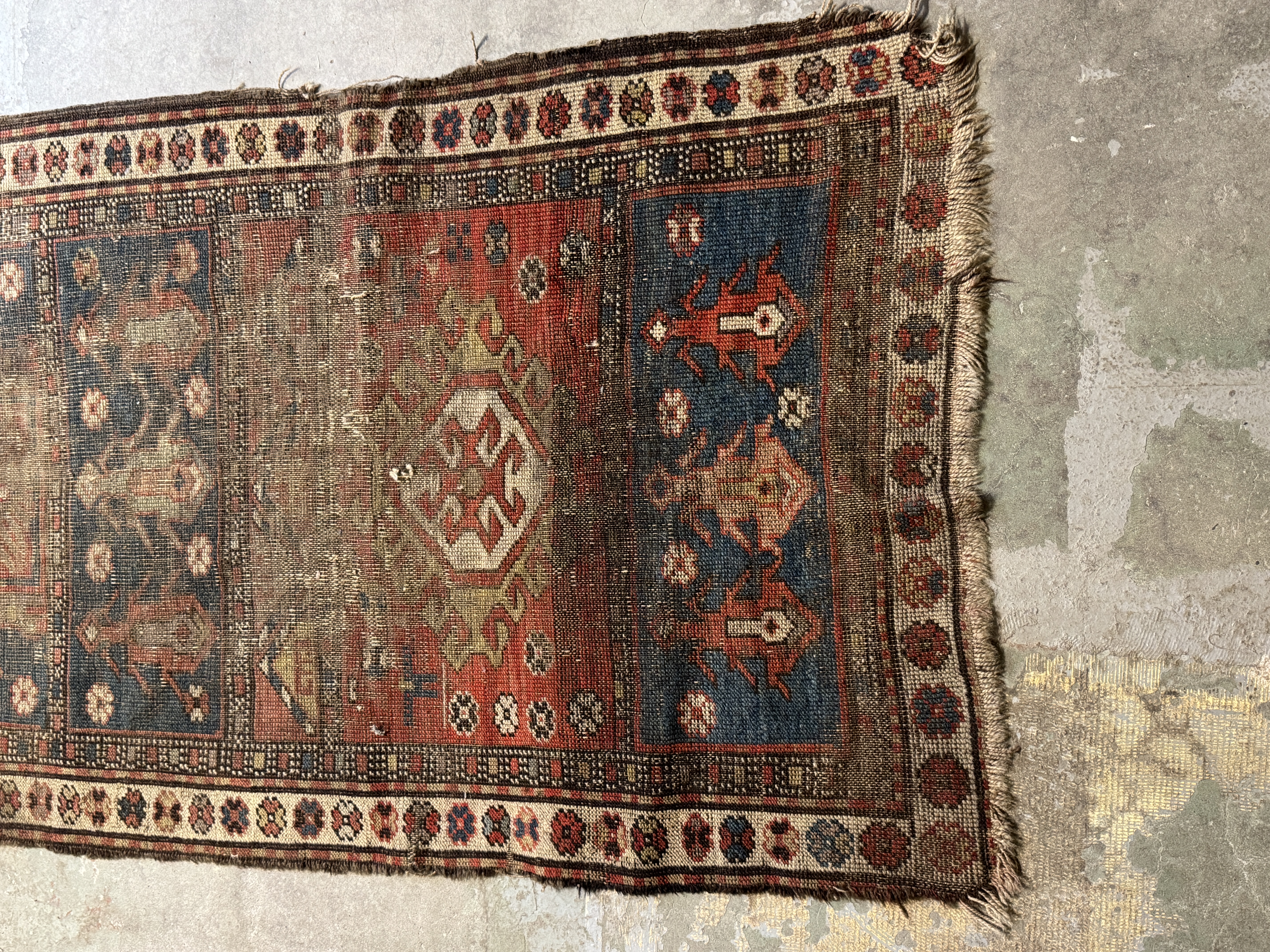 Antique Caucasian or Northwest Persian Tribal Geometric Wool Rug