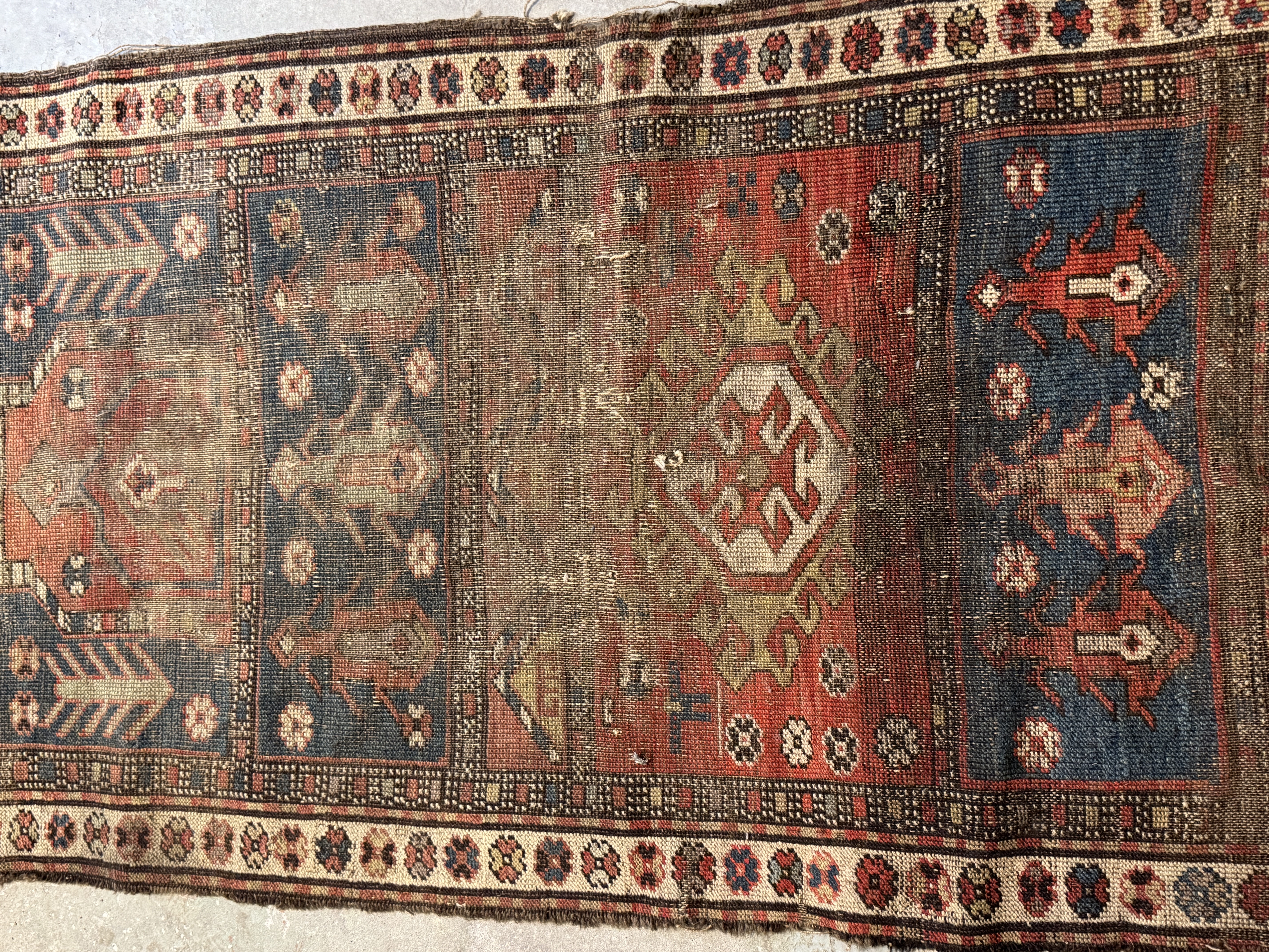 Antique Caucasian or Northwest Persian Tribal Geometric Wool Rug