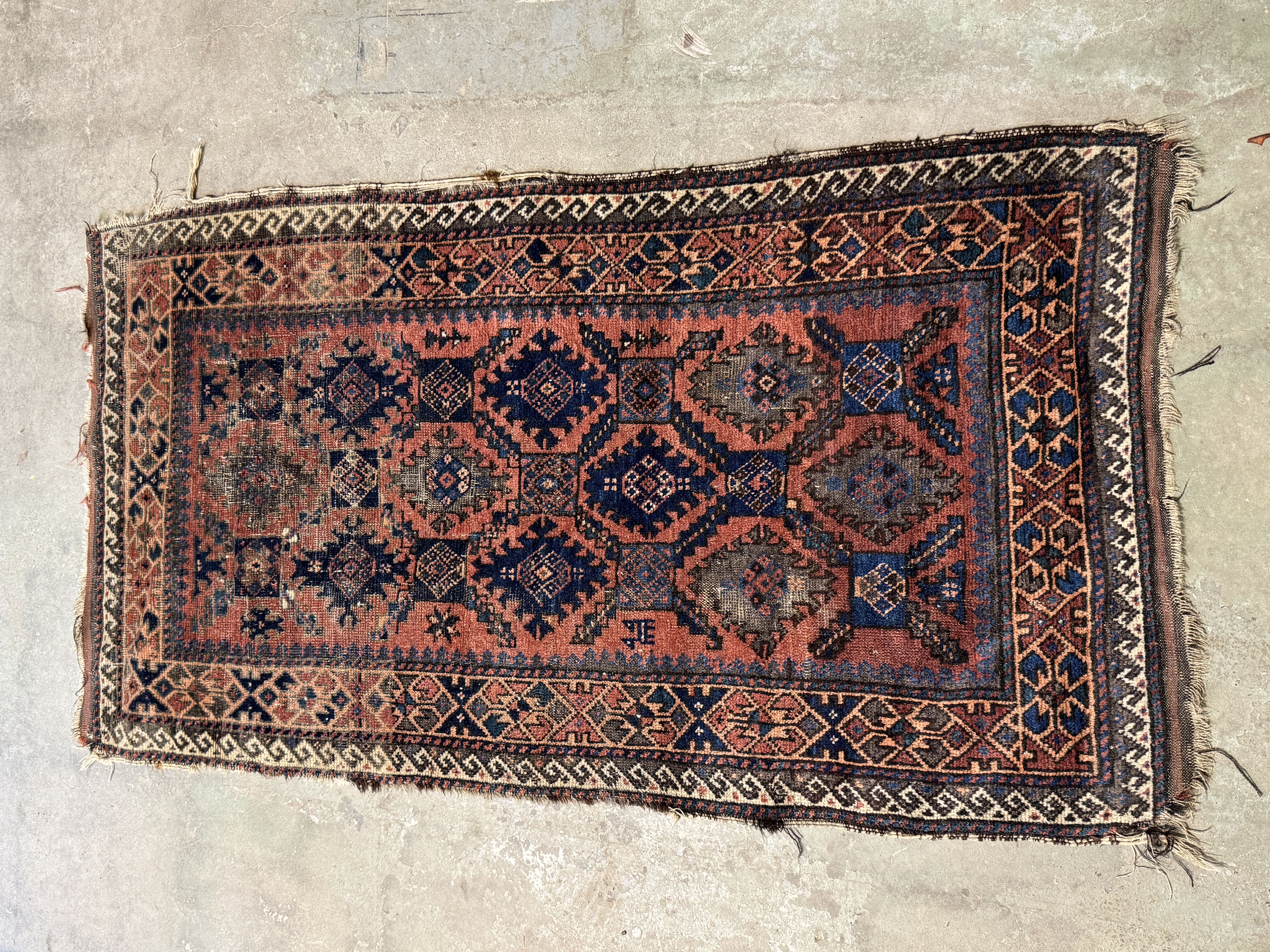 Antique Northwest Persian Kurdish Tribal Hand Knotted Wool Rug