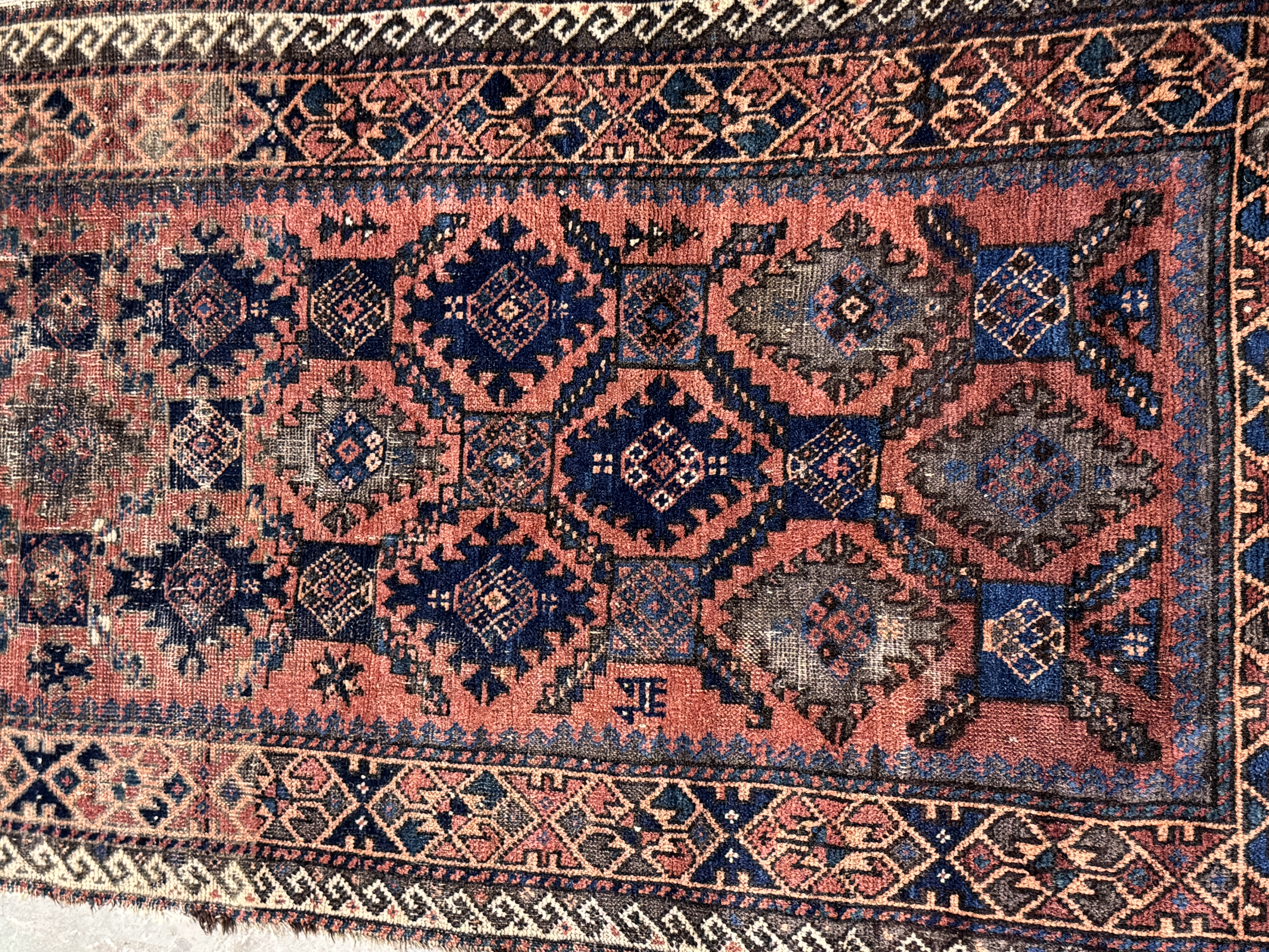 Antique Northwest Persian Kurdish Tribal Hand Knotted Wool Rug