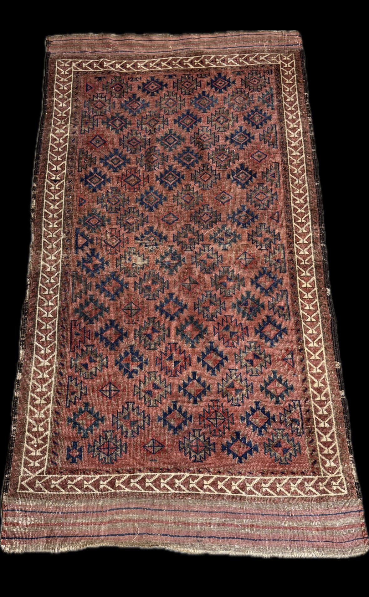 Antique Caucasian Tribal Soumak Flat-Weave Rug