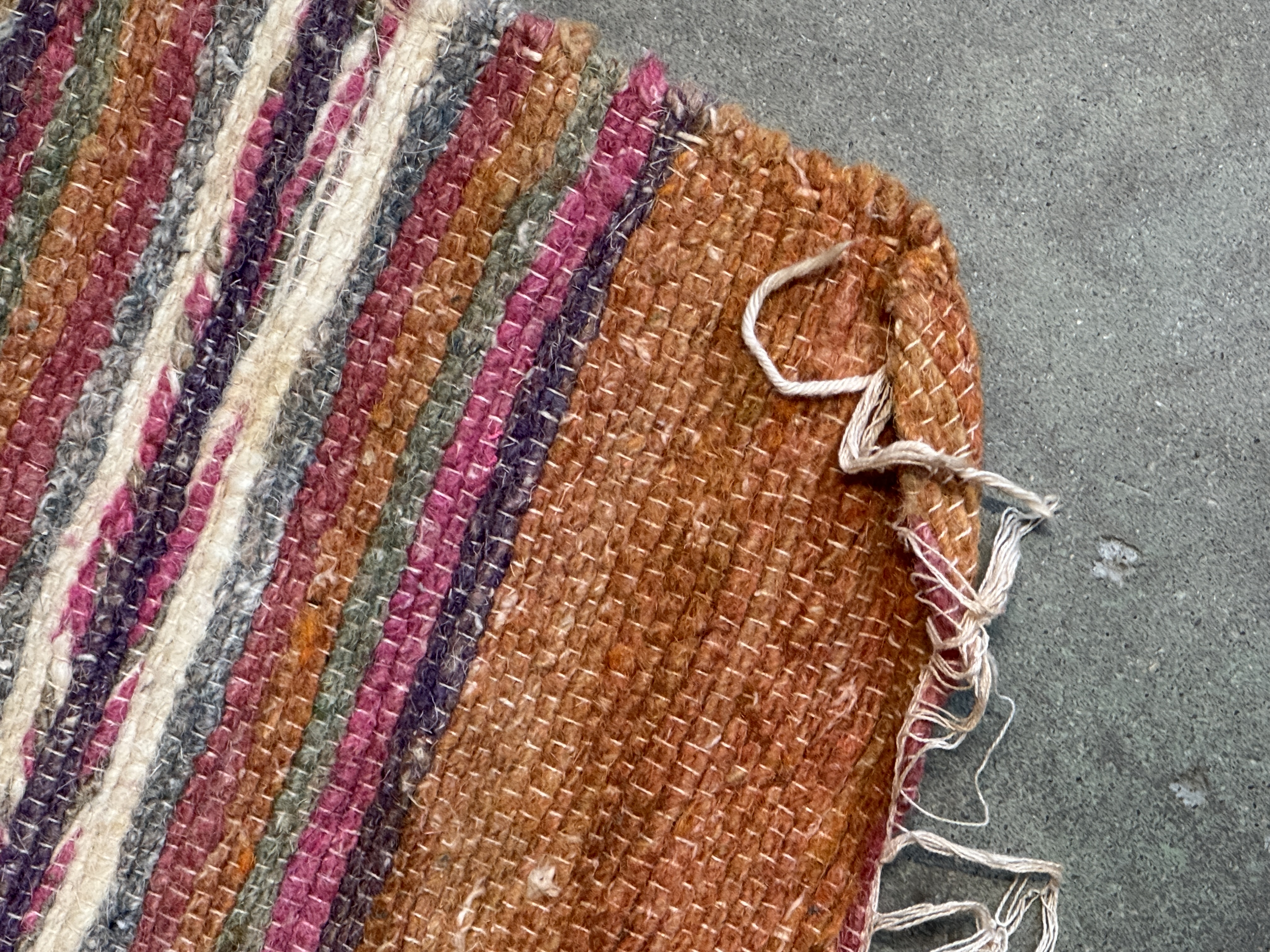 Navajo-Style Transitional Flat-Woven Wool Rug with Banded Design