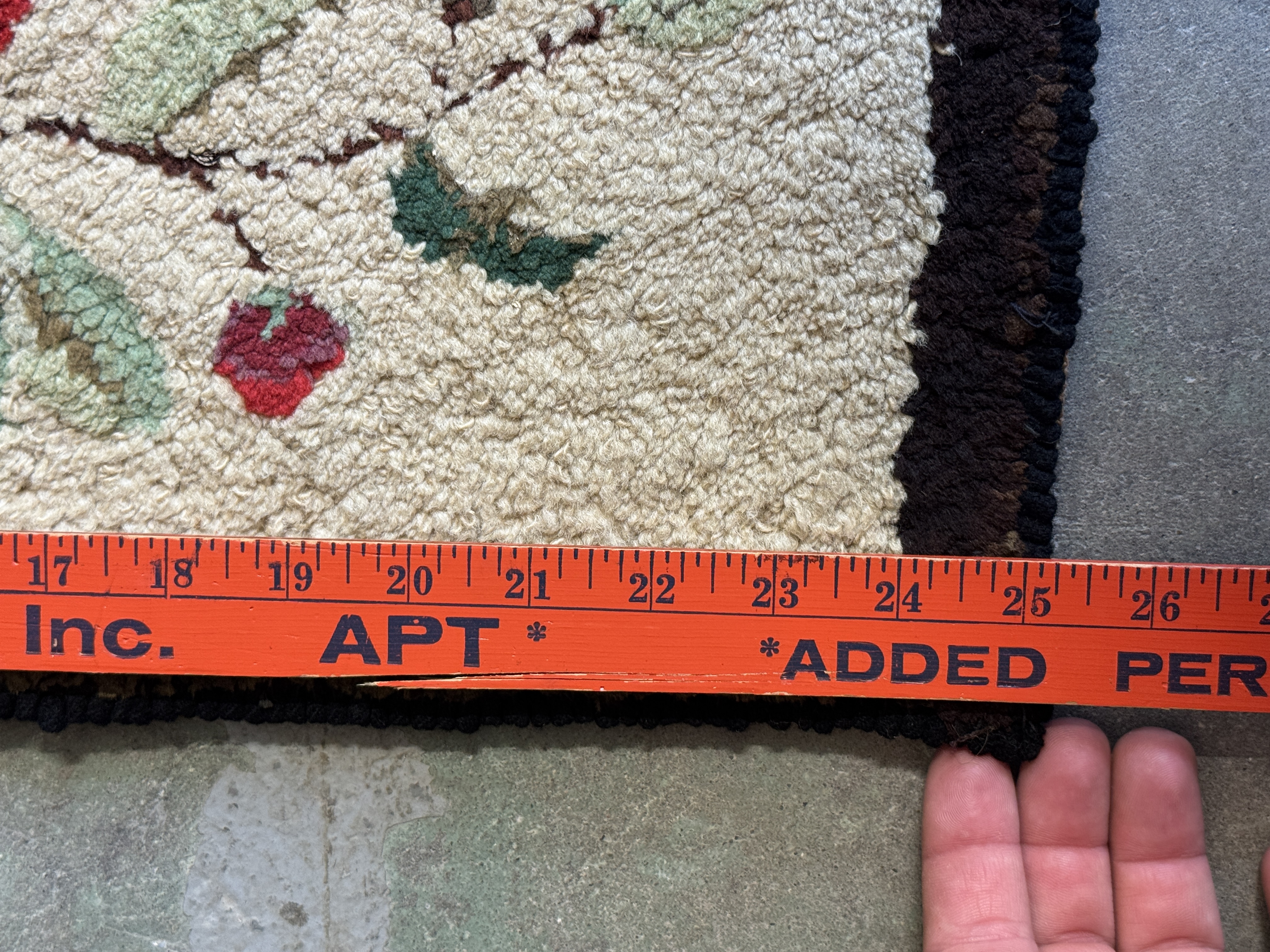 American Folk Art Hooked Wool Rug with Butterfly Motif