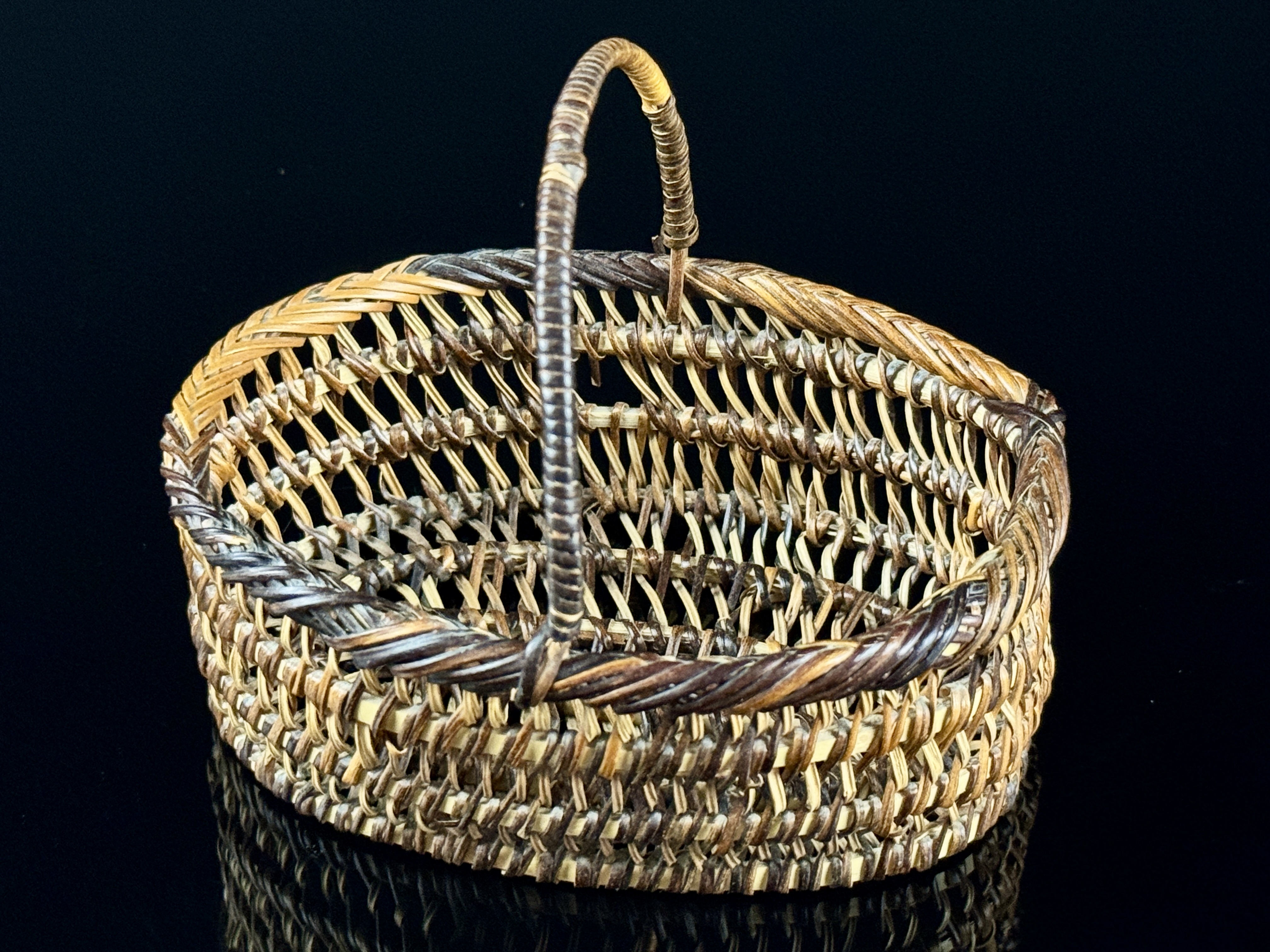 Miniature Woven Splint Gathering Basket in the Appalachian Style