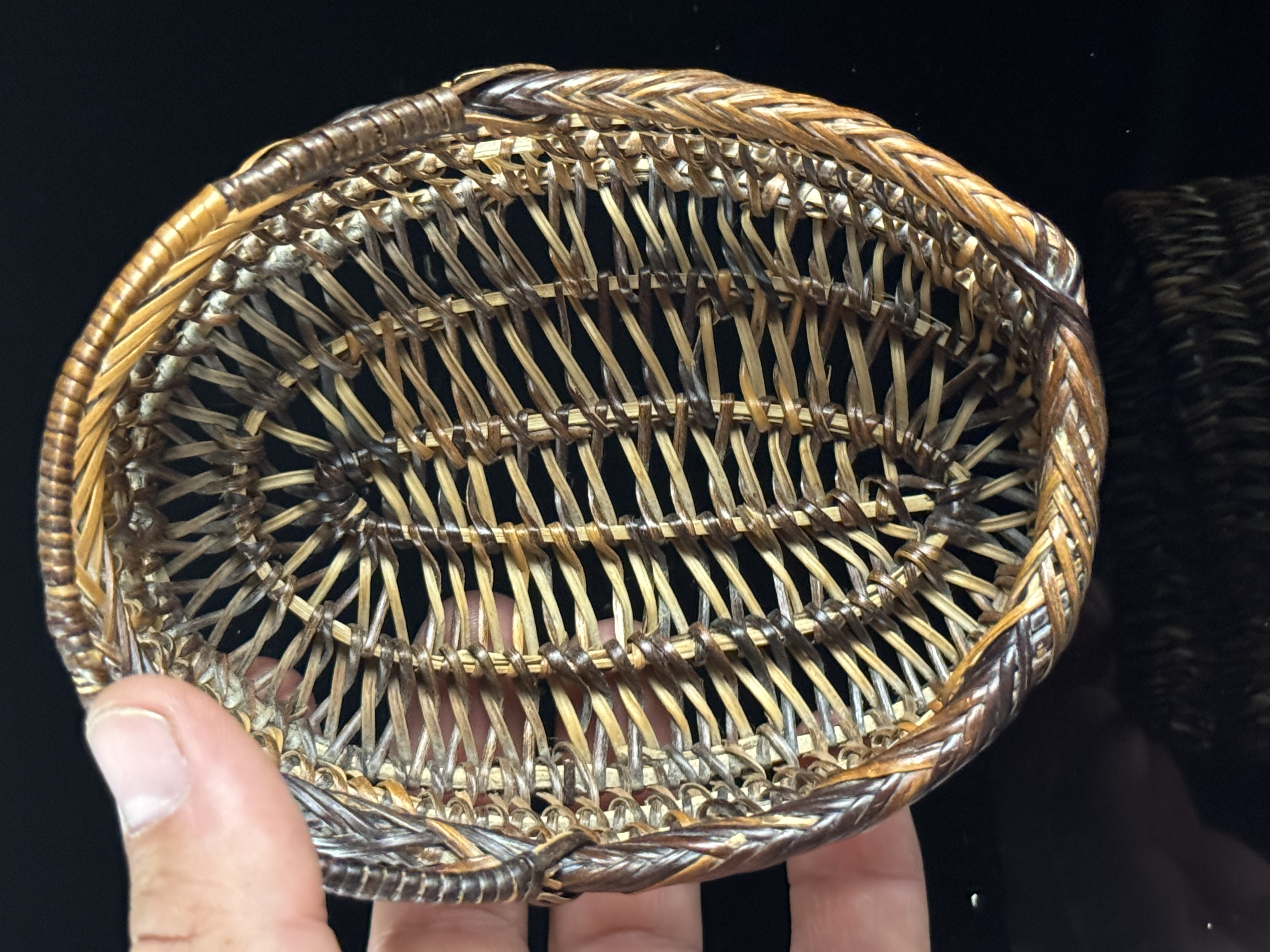 Miniature Woven Splint Gathering Basket in the Appalachian Style