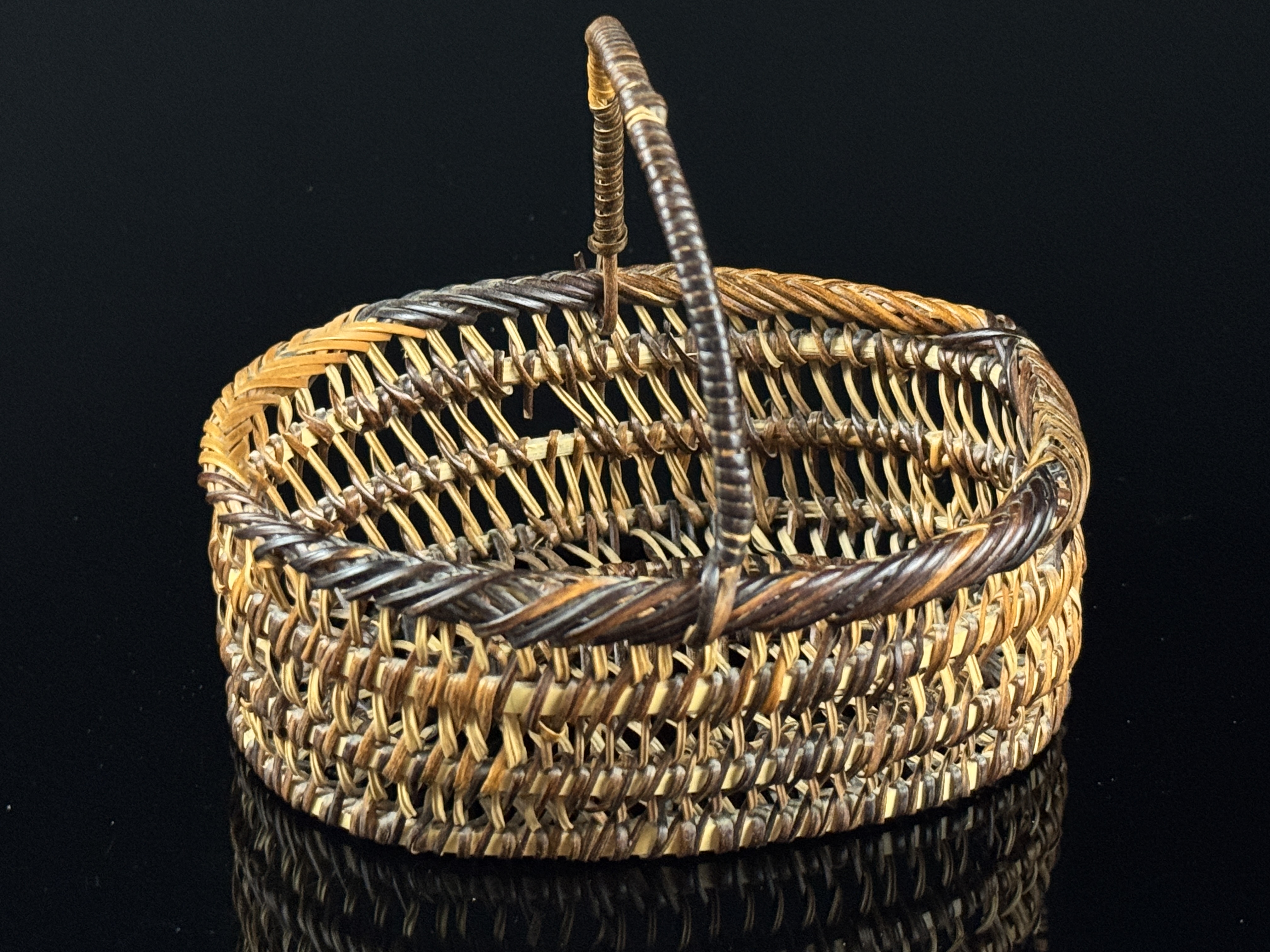 Miniature Woven Splint Gathering Basket in the Appalachian Style