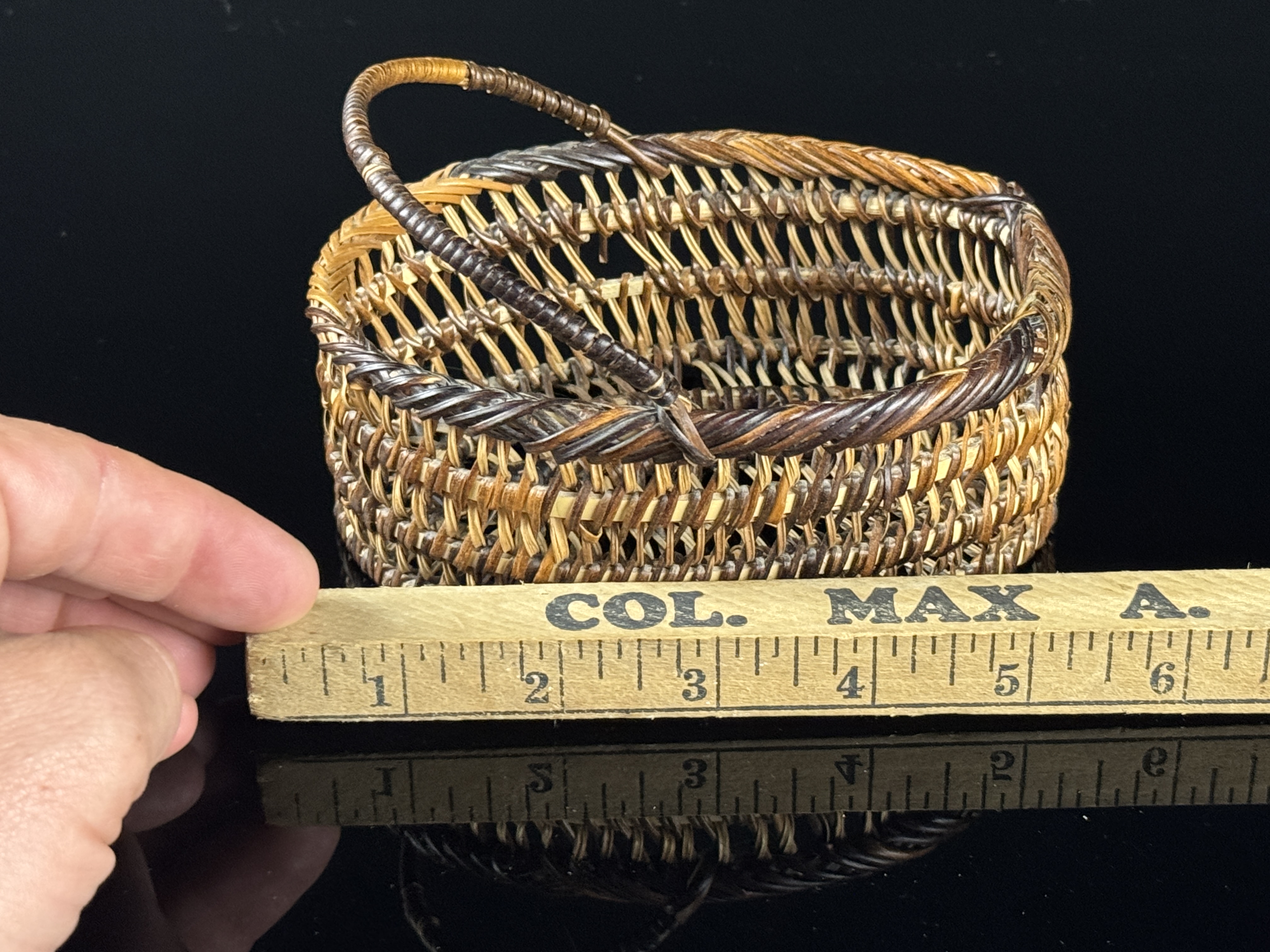 Miniature Woven Splint Gathering Basket in the Appalachian Style