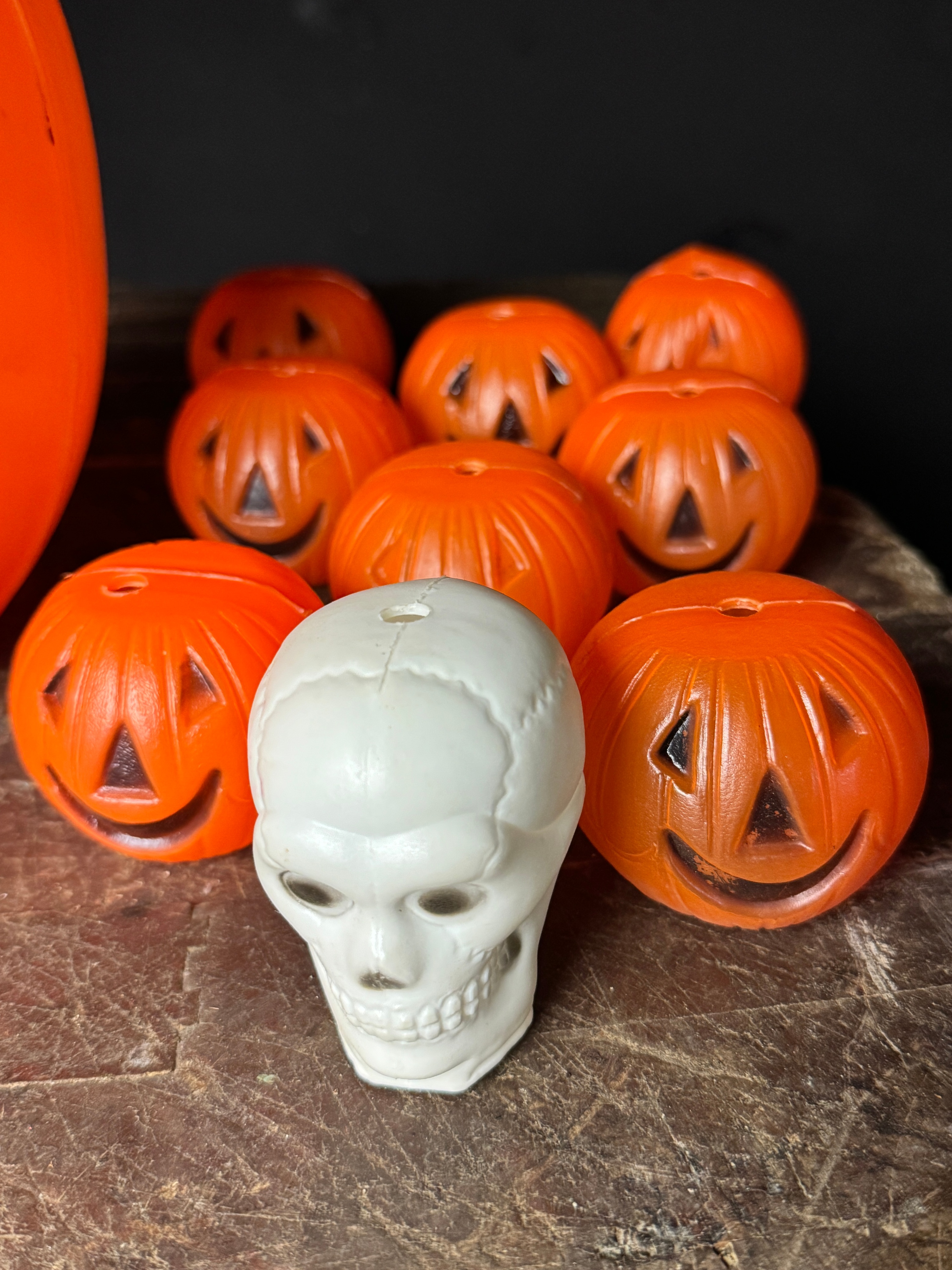 A Collection of Vintage Blow-Mold Plastic Halloween Decorations