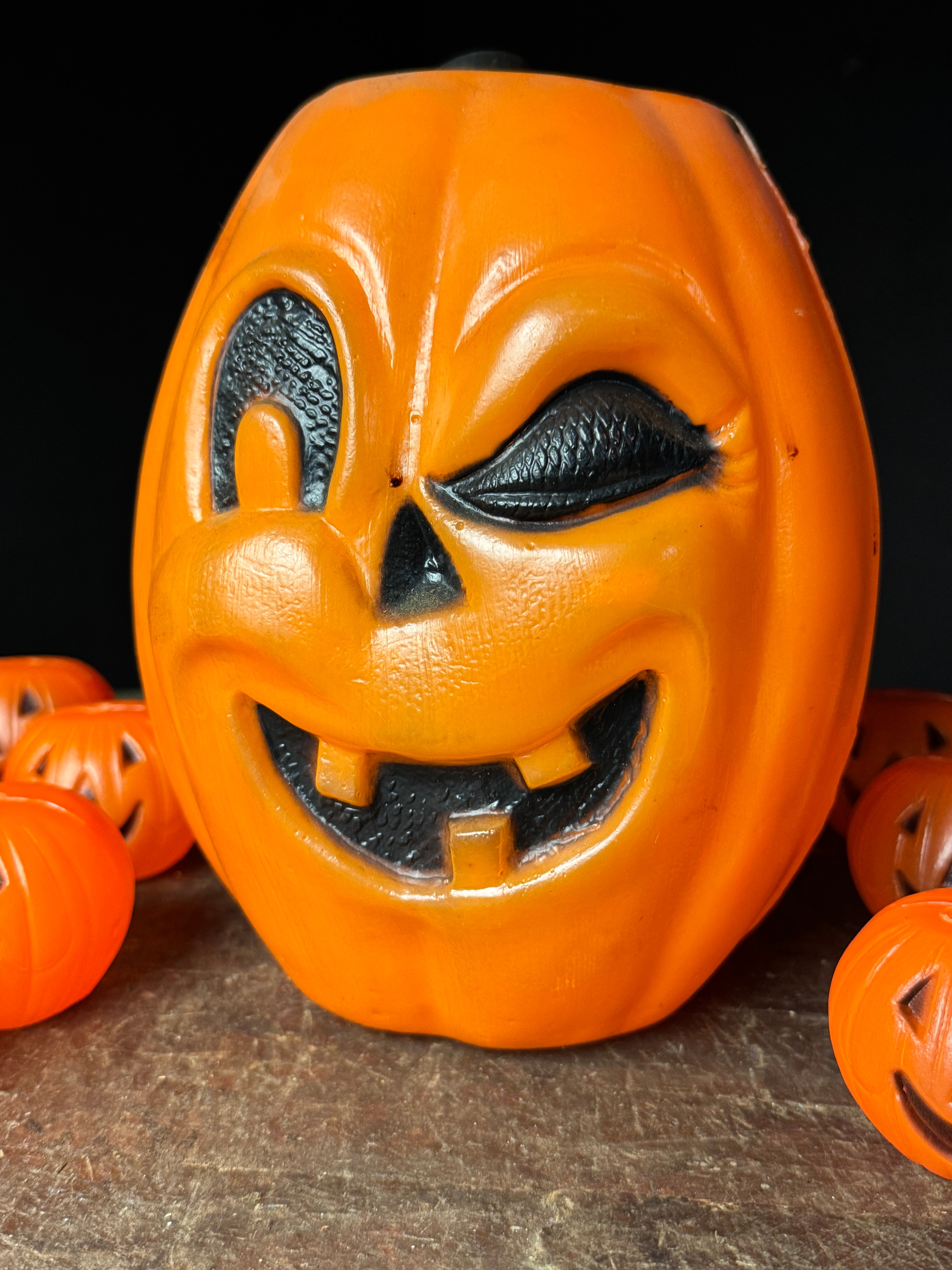 A Collection of Vintage Blow-Mold Plastic Halloween Decorations