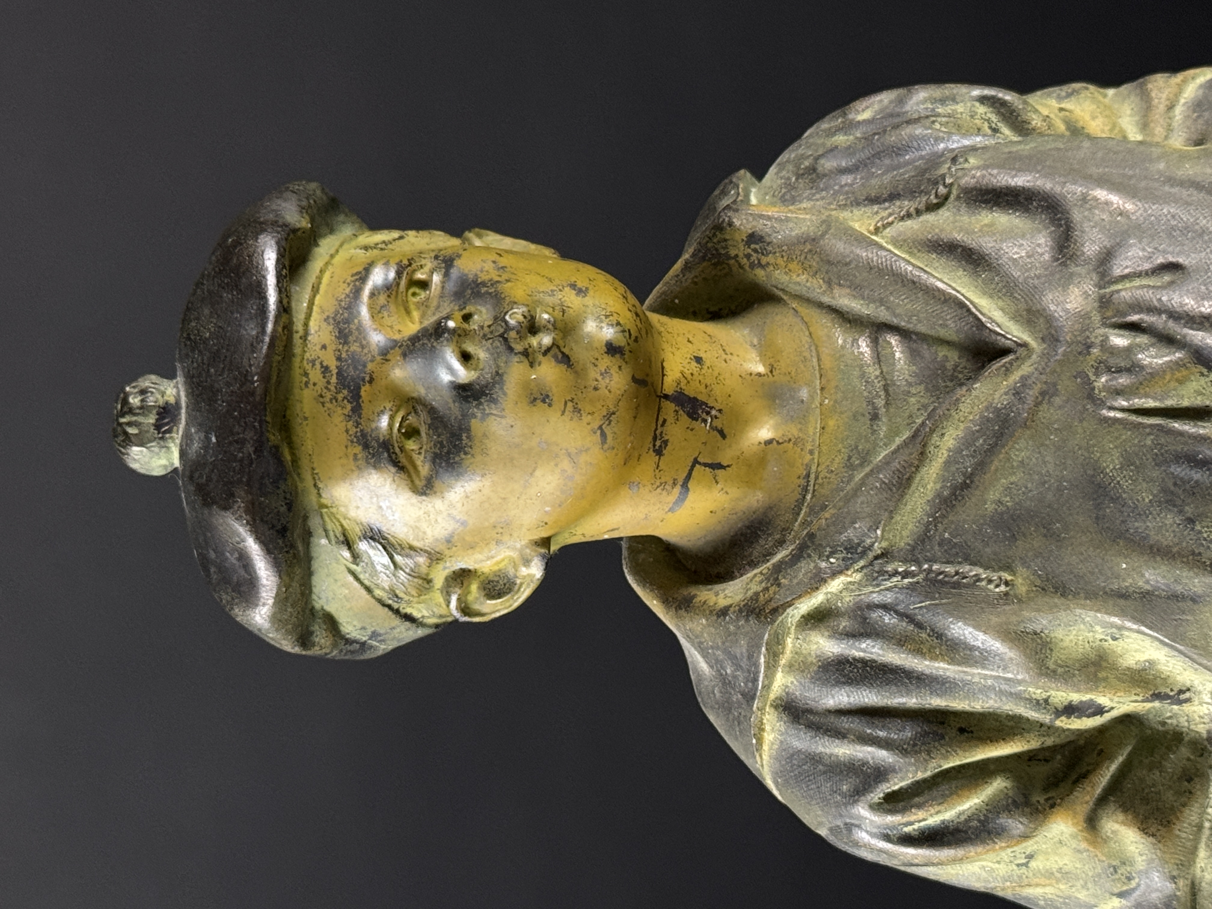 Attributed to Waclaw Szczeblewski, Le Siffleur, Cast Metal Sculpture of a Whistling Boy