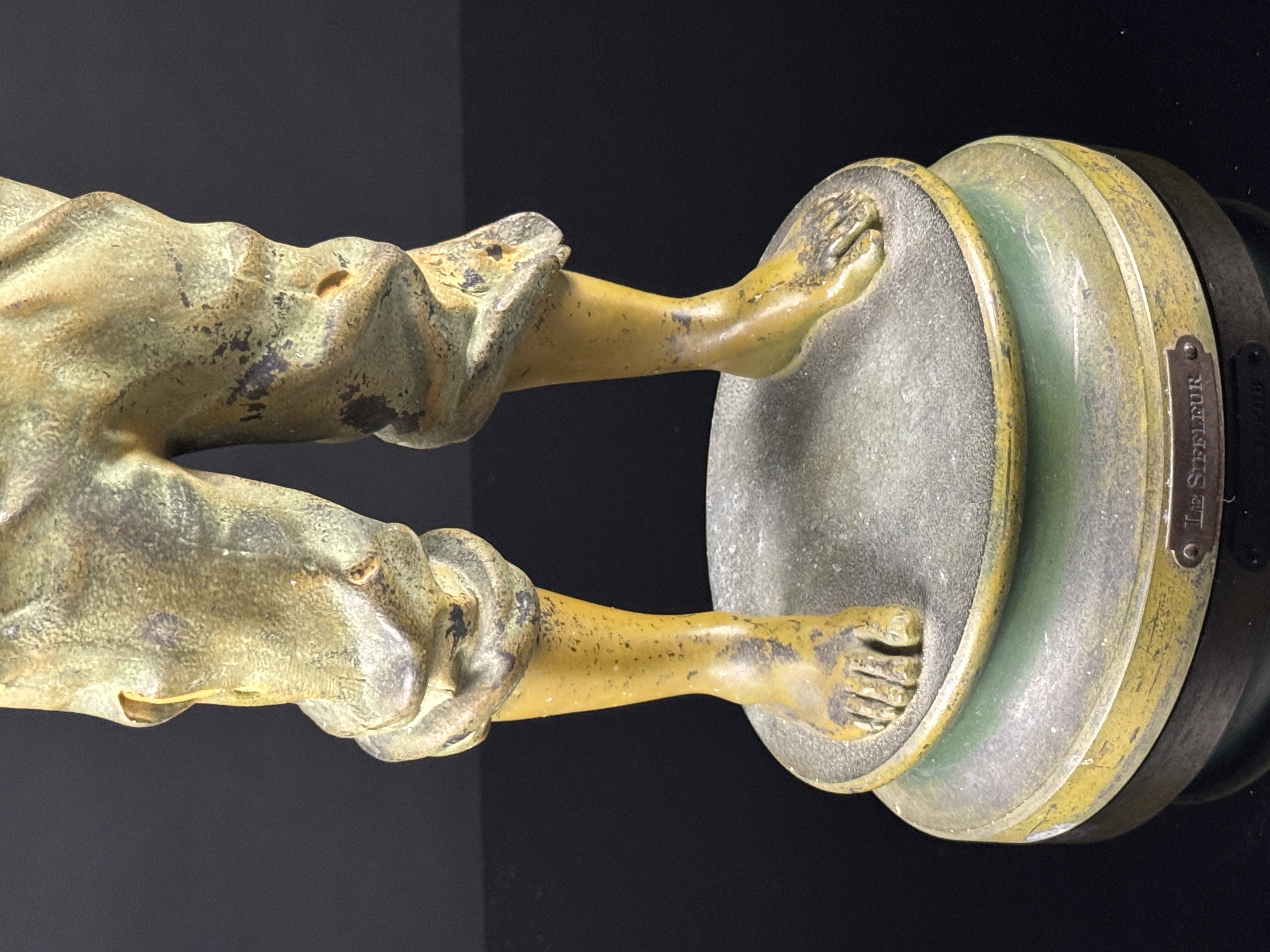 Attributed to Waclaw Szczeblewski, Le Siffleur, Cast Metal Sculpture of a Whistling Boy
