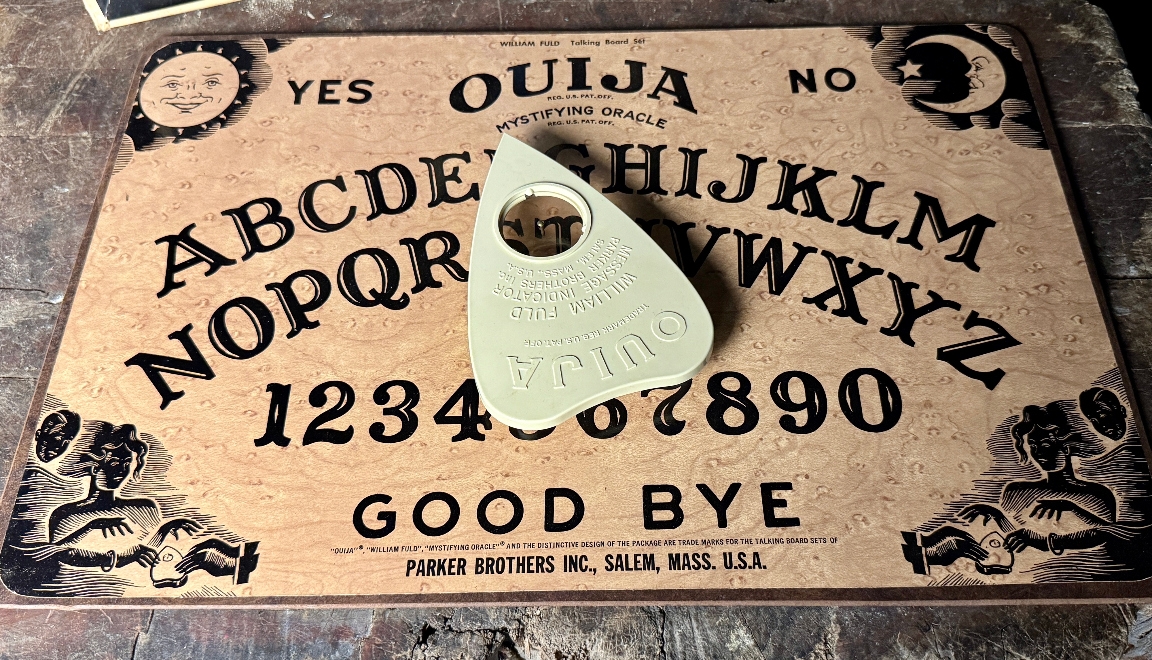 William Fuld Ouija Mystifying Oracle Talking Board Set by Parker Brothers Inc.