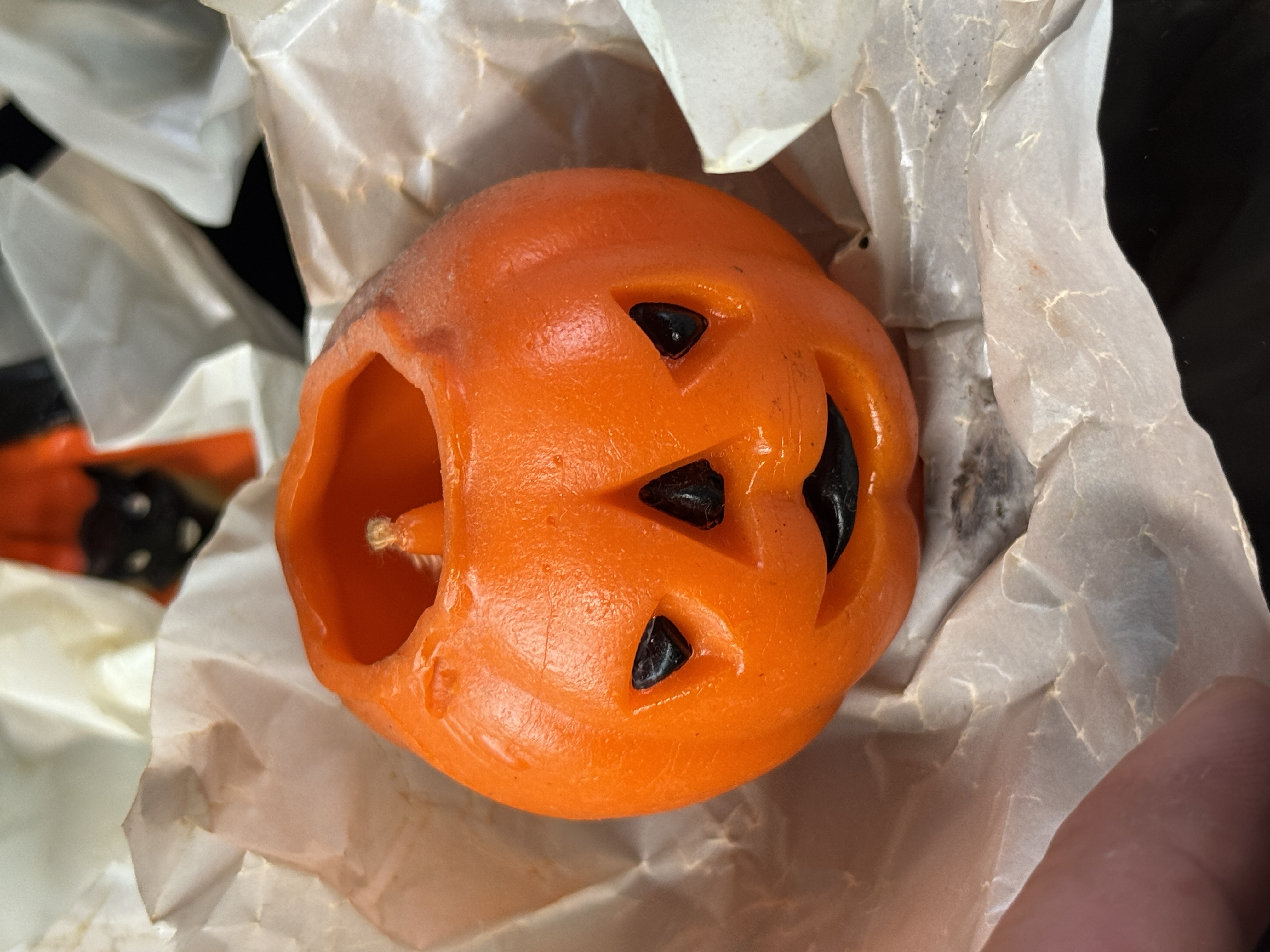 A Set of Six Vintage Gurley Novelty Halloween Figural Wax Candles