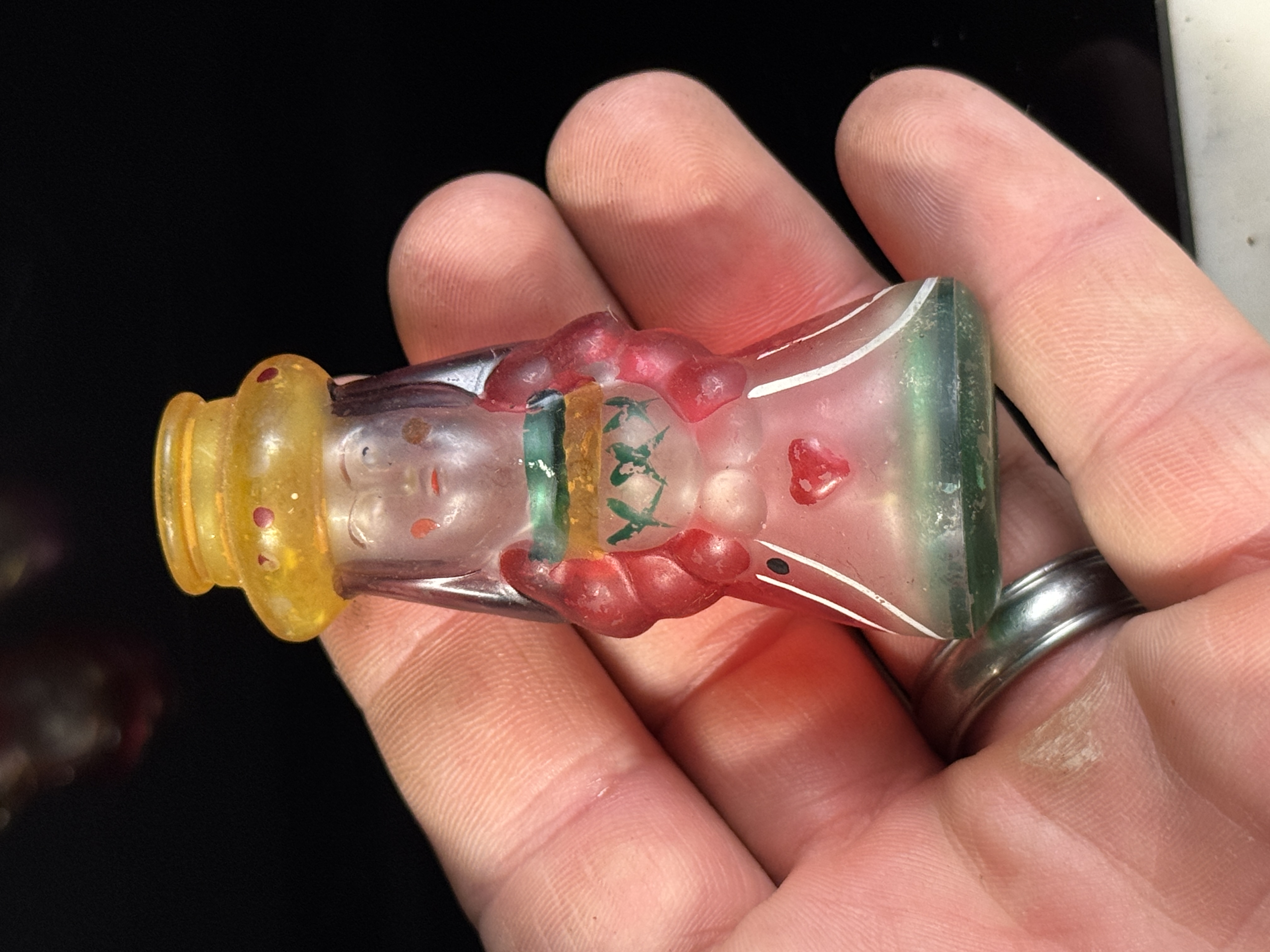 A Set of Five Vintage Old World Figural Glass Christmas Light Covers