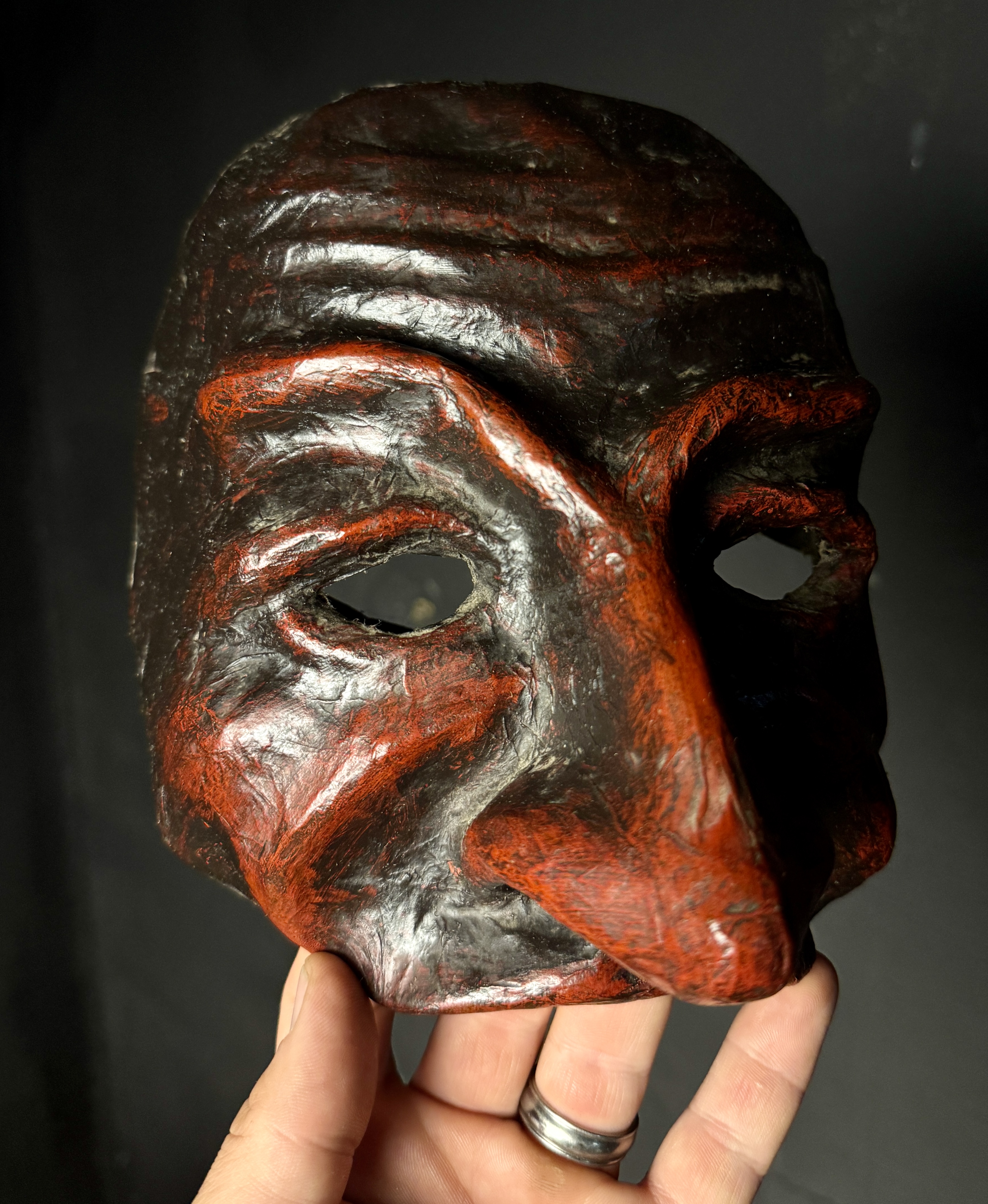 Handcrafted Papier-mache Pantalone Mask in the Commedia dell'arte Style