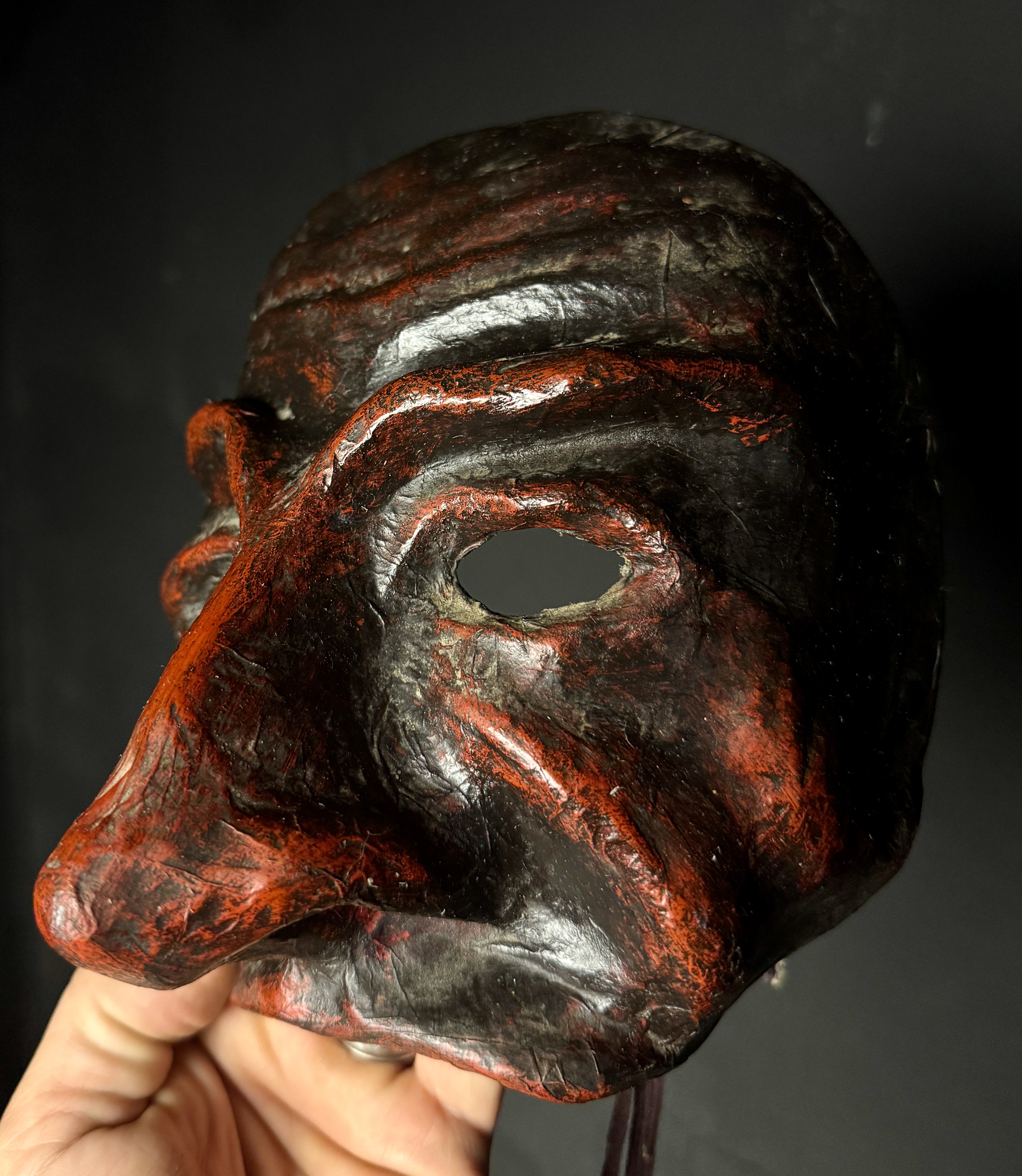 Handcrafted Papier-mache Pantalone Mask in the Commedia dell'arte Style