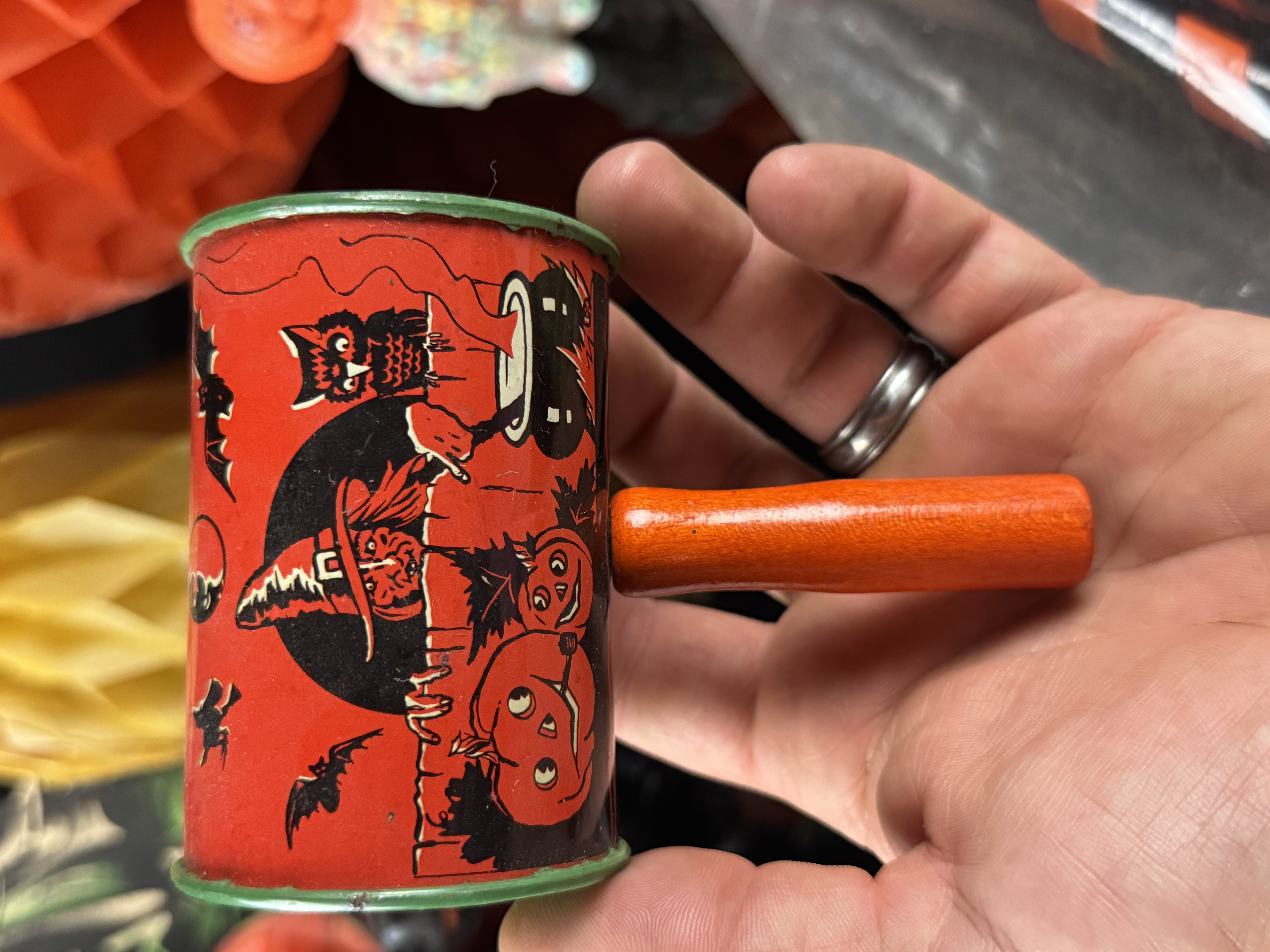 A Collection of Vintage Halloween Decorations and Party Favors featuring Rosbro Plastics